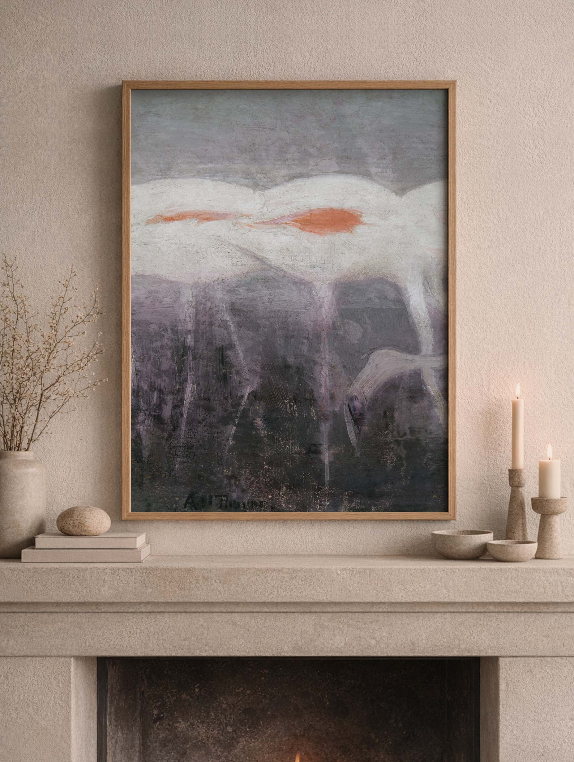 White Flamingoes Abbott Handerson Thayer Art Print Mockup