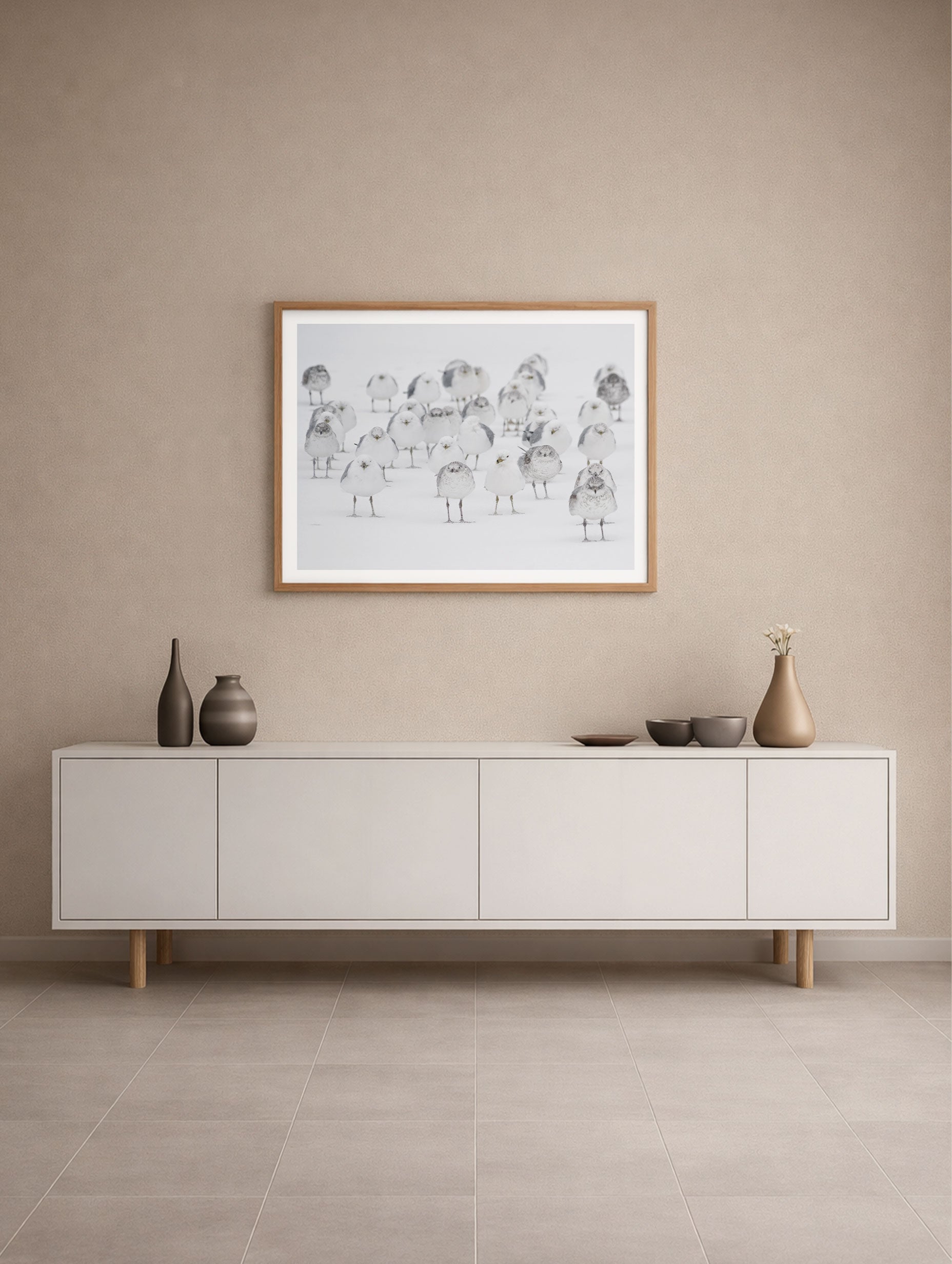 White Birds in the Snow Animal Poster Mockup