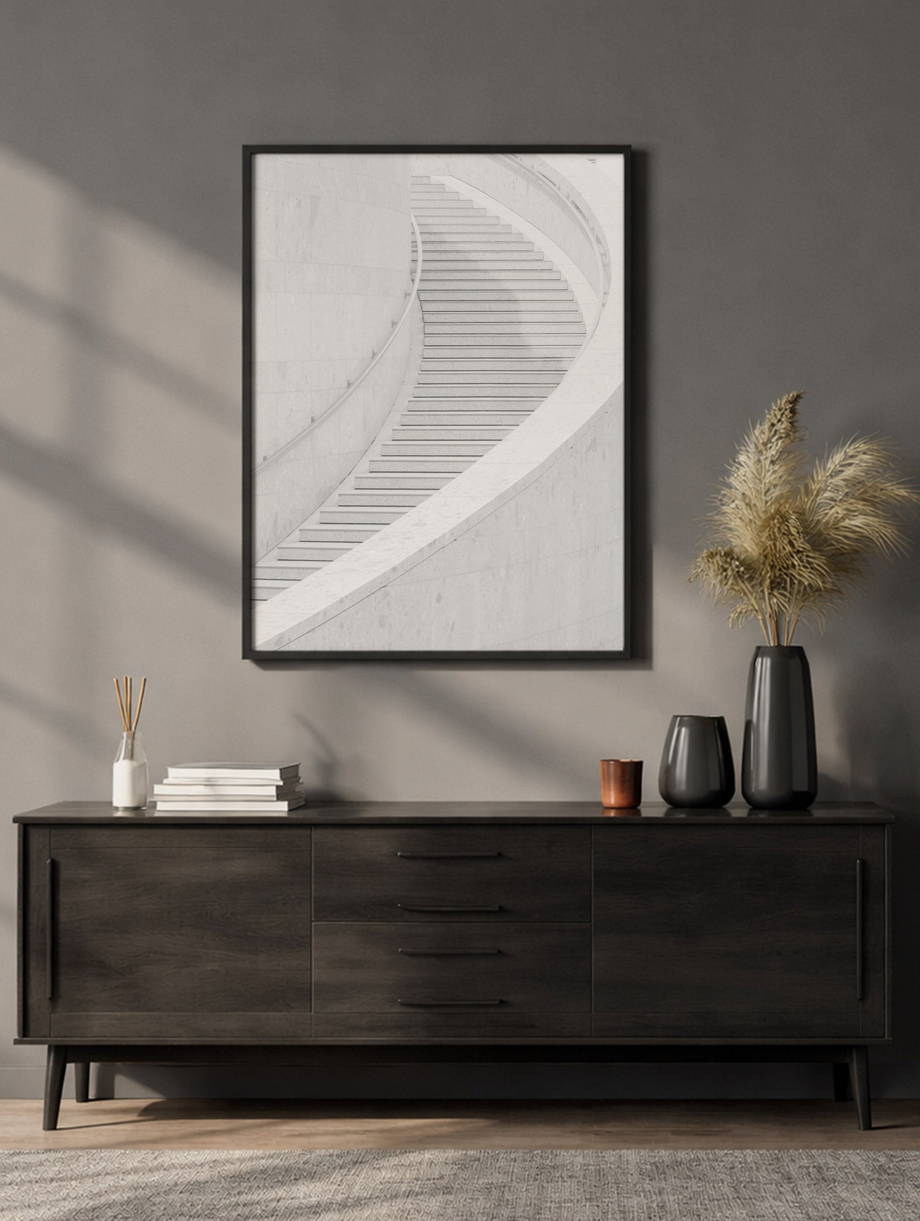 White Curved Staircase Poster Mockup
