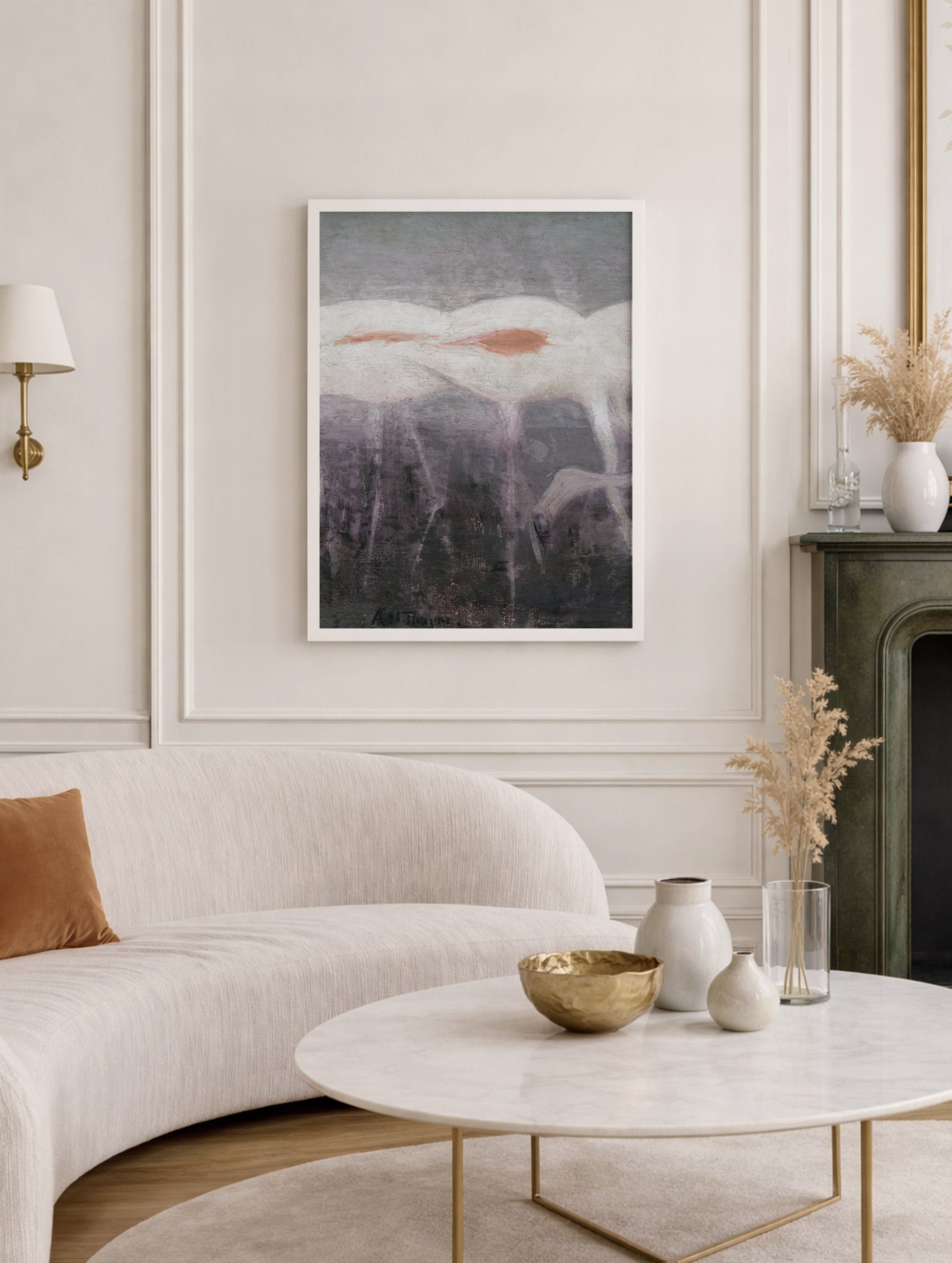 White Flamingoes Abbott Handerson Thayer Art Print Mockup