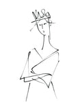 Woman Drawing Line Art Print
