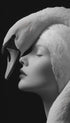 Woman and Swan Black and White Poster