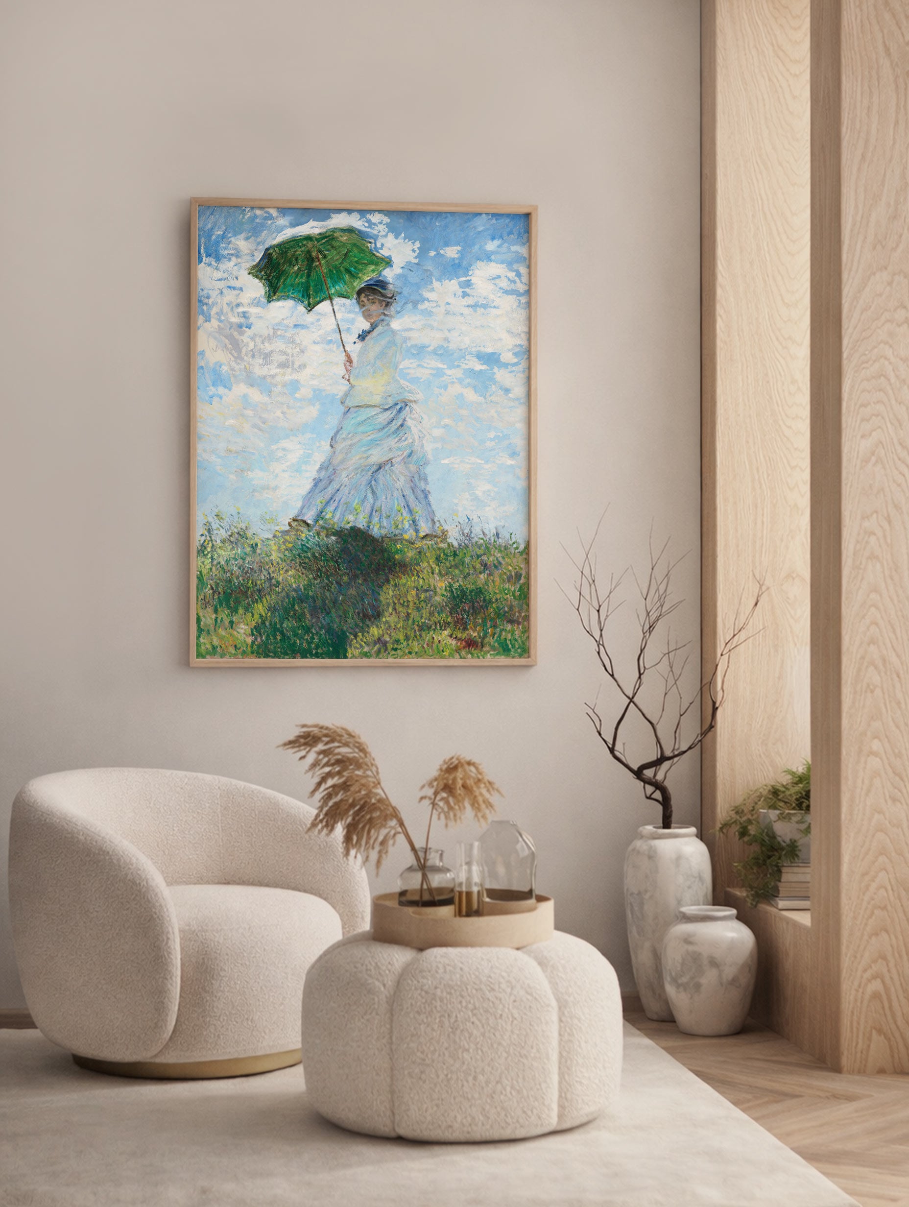 Woman with a parasol - Madame Monet and her son Claude Monet Art Mockup