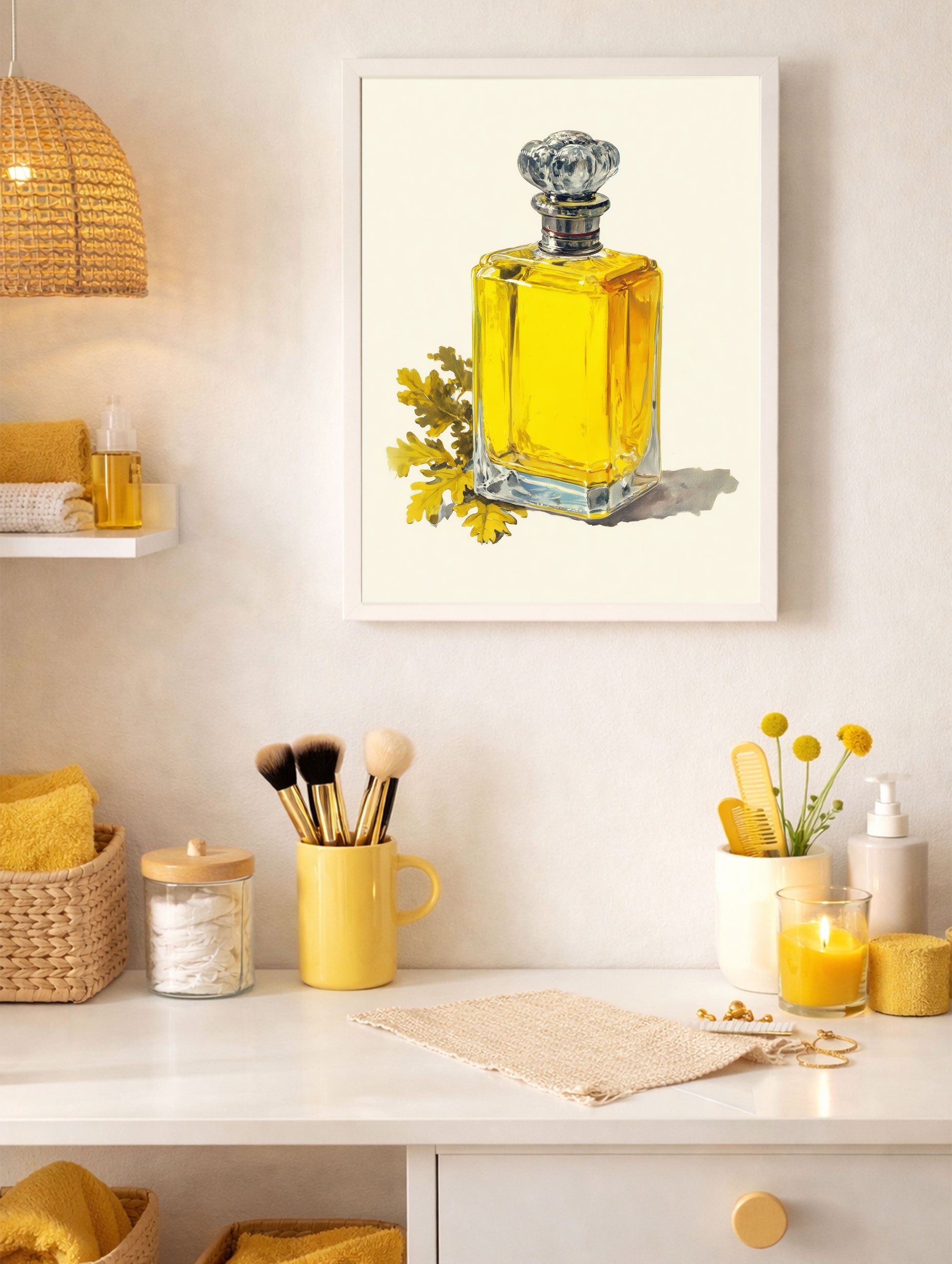 Yellow Perfume Bottle Minimalist Poster