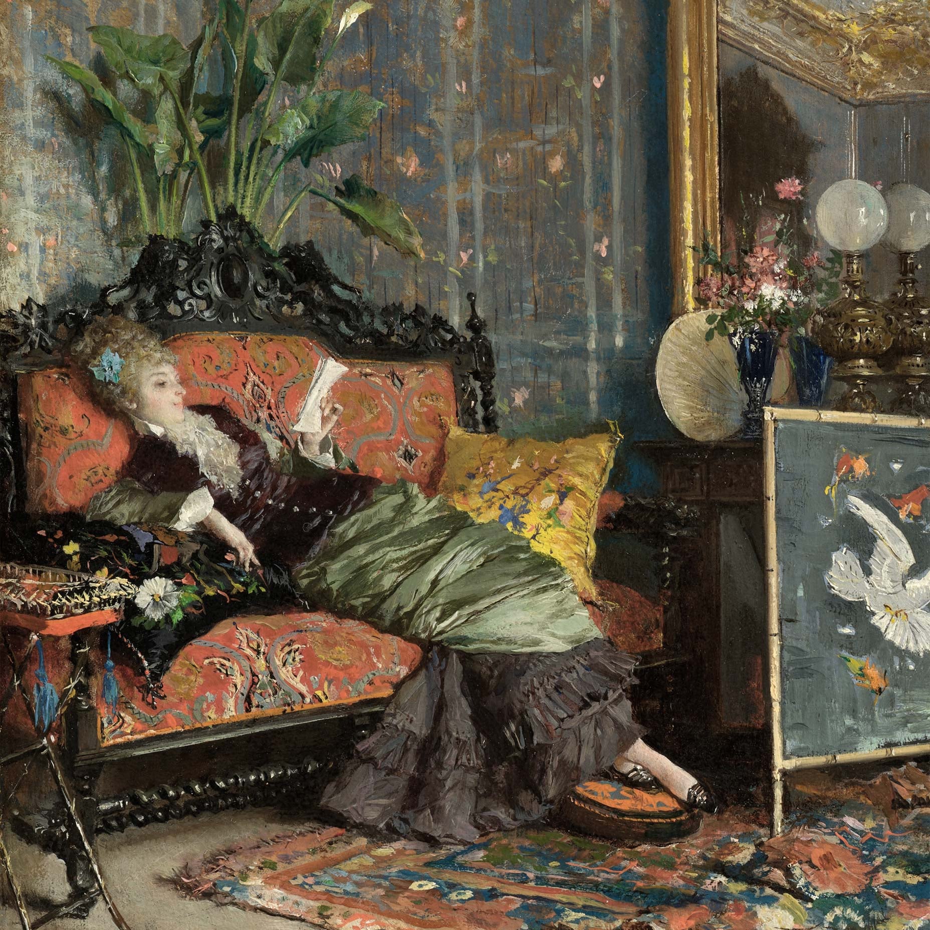 Young Woman Reading Lucius Rossi Art Print