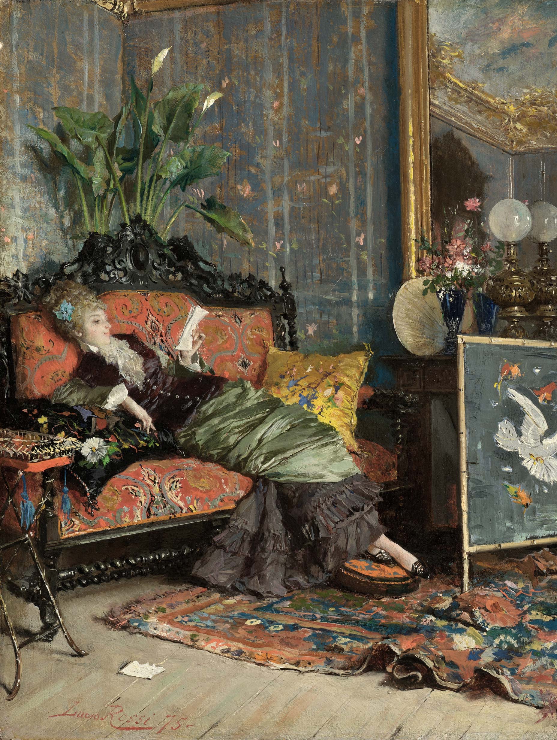 Young Woman Reading Lucius Rossi Art Print