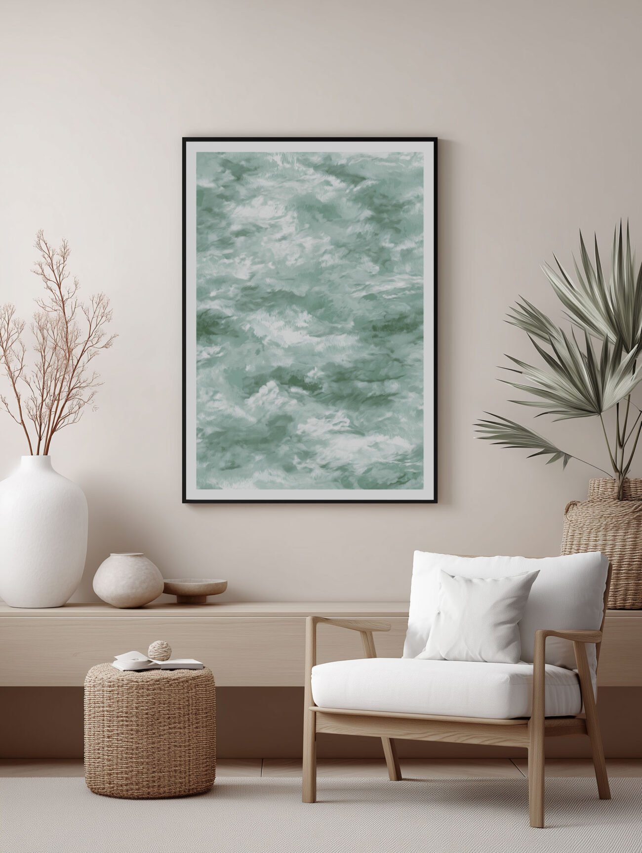 Mist Flow – Abstract Green Texture Poster - Image 2