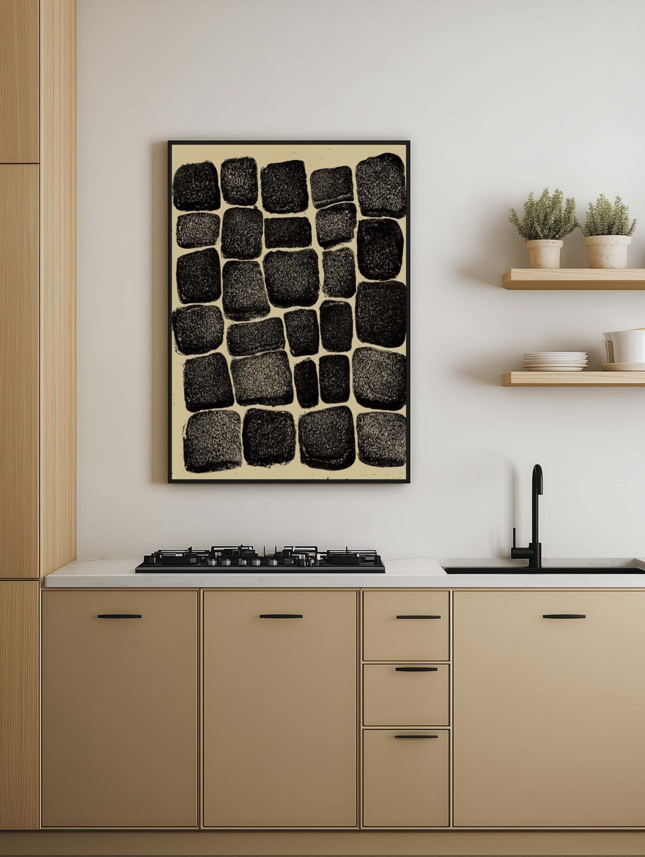 Anthracite Grid – Abstract Watercolor Poster - Image 2