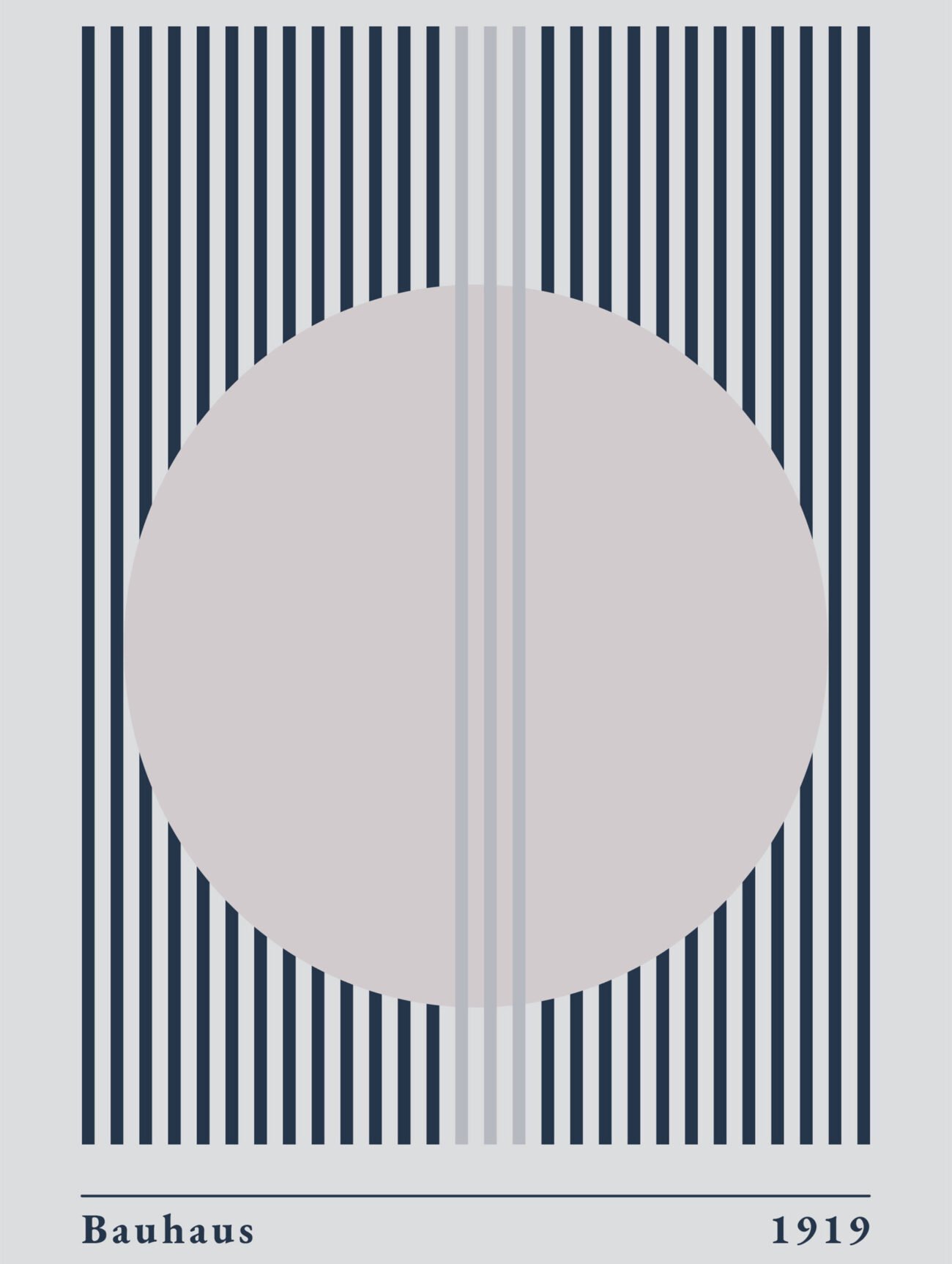 Beige circle under stripes – Modern Bauhaus Geometry Poster