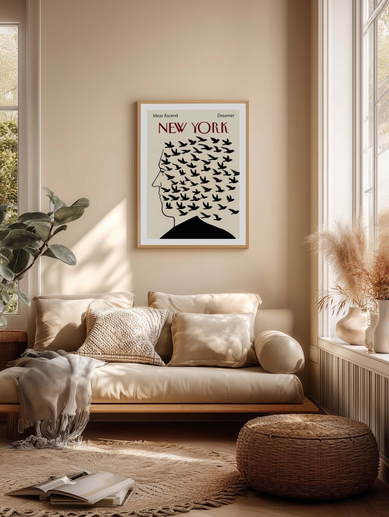 Bird Murmuration and Head Profile – Abstract Silhouette Poster - Image 2