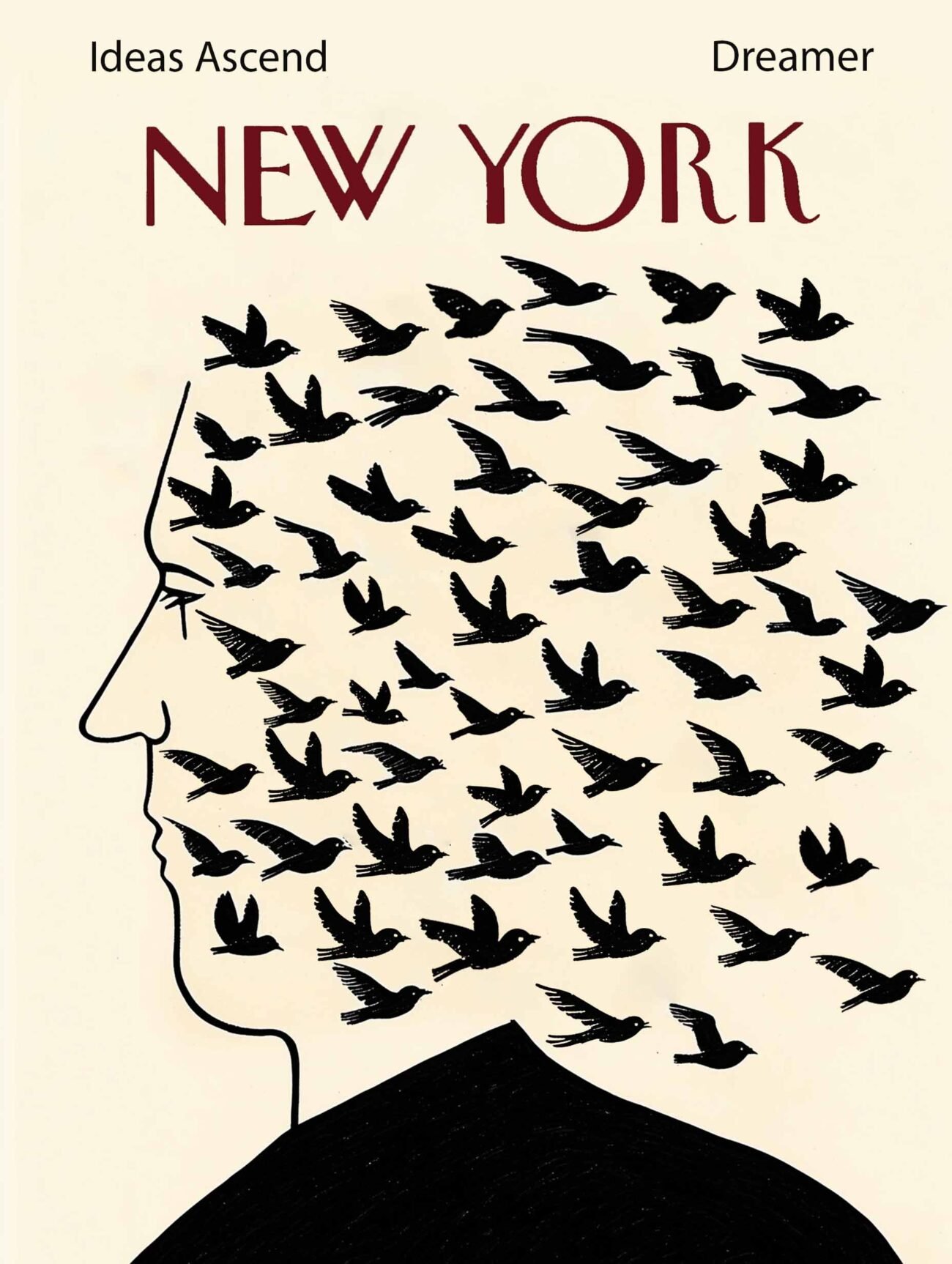 Bird Murmuration and Head Profile – Abstract Silhouette Poster