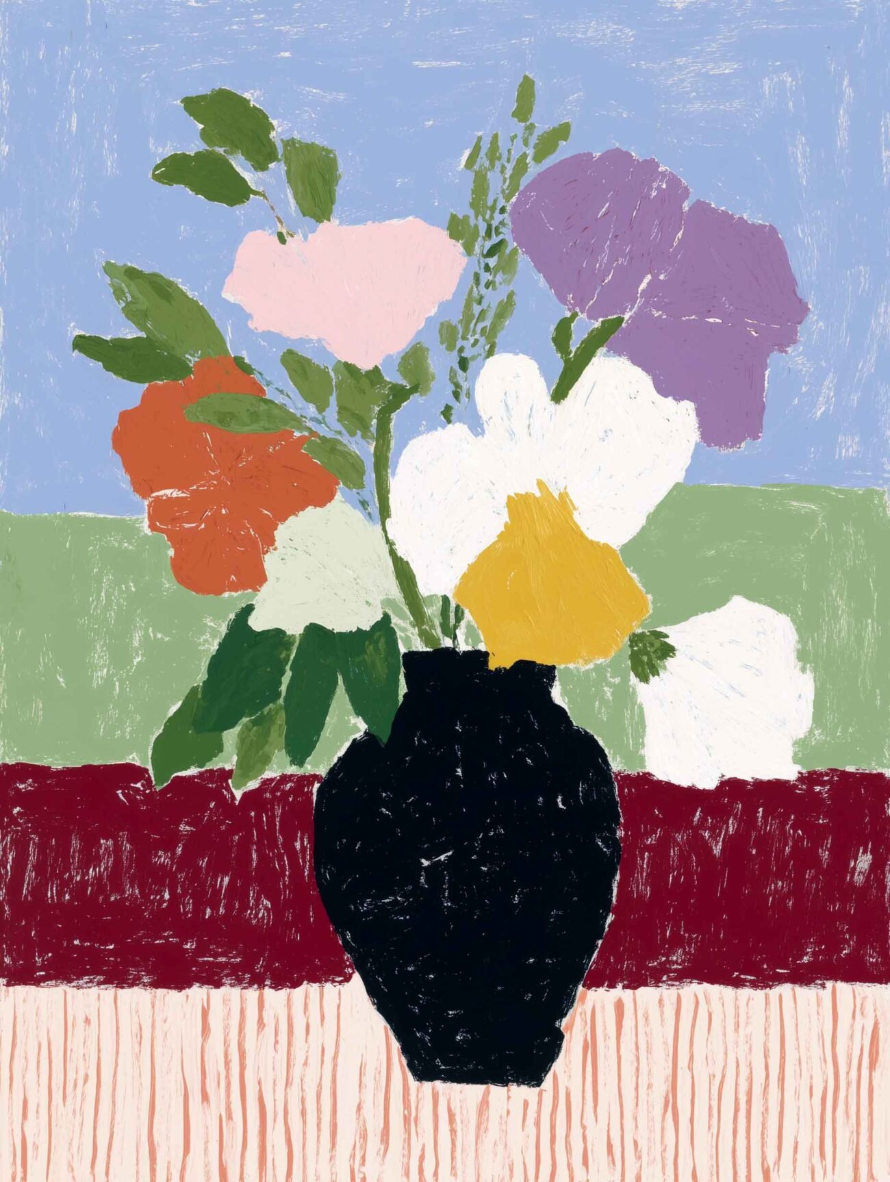 Flowers in Black Vase – Colorful Floral Art Poster