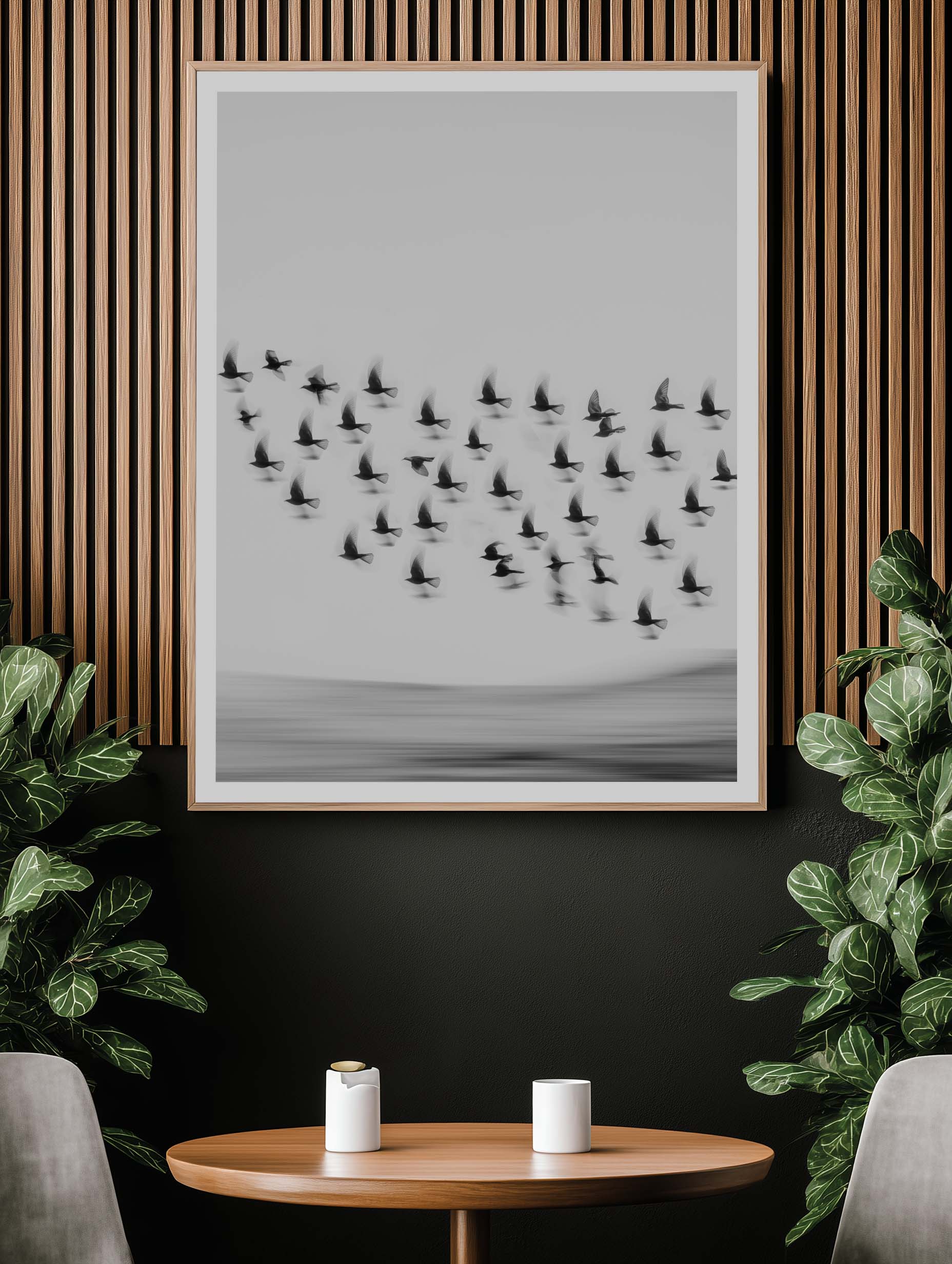 Flying Birds – Minimalist Black & White Poster - Image 2