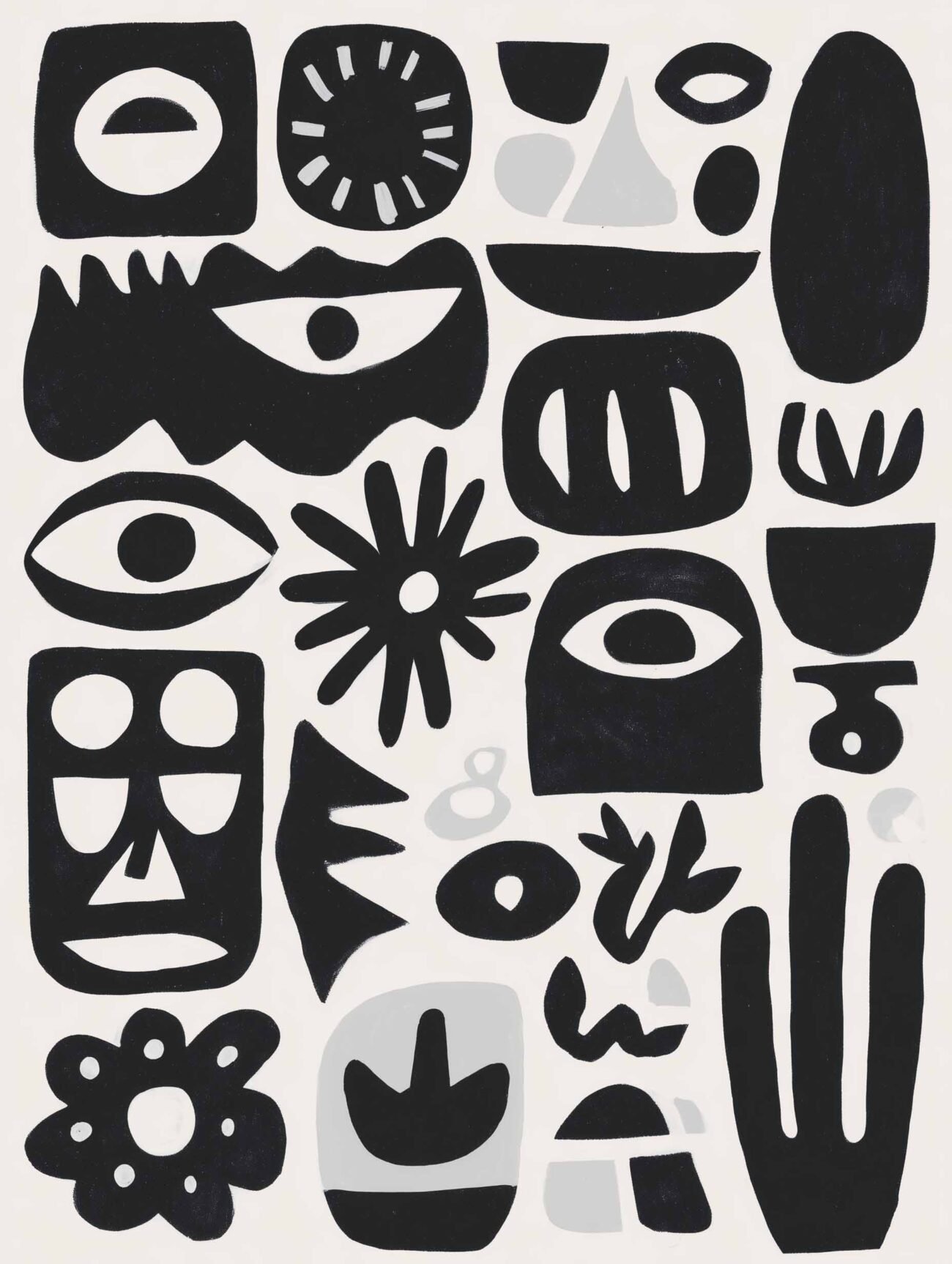 Black and Grey Shapes – Abstract Graphic Art Poster