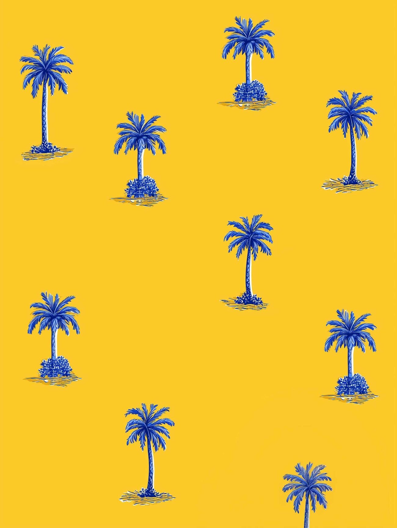 Blue Palm Trees – Tropical Yellow Poster