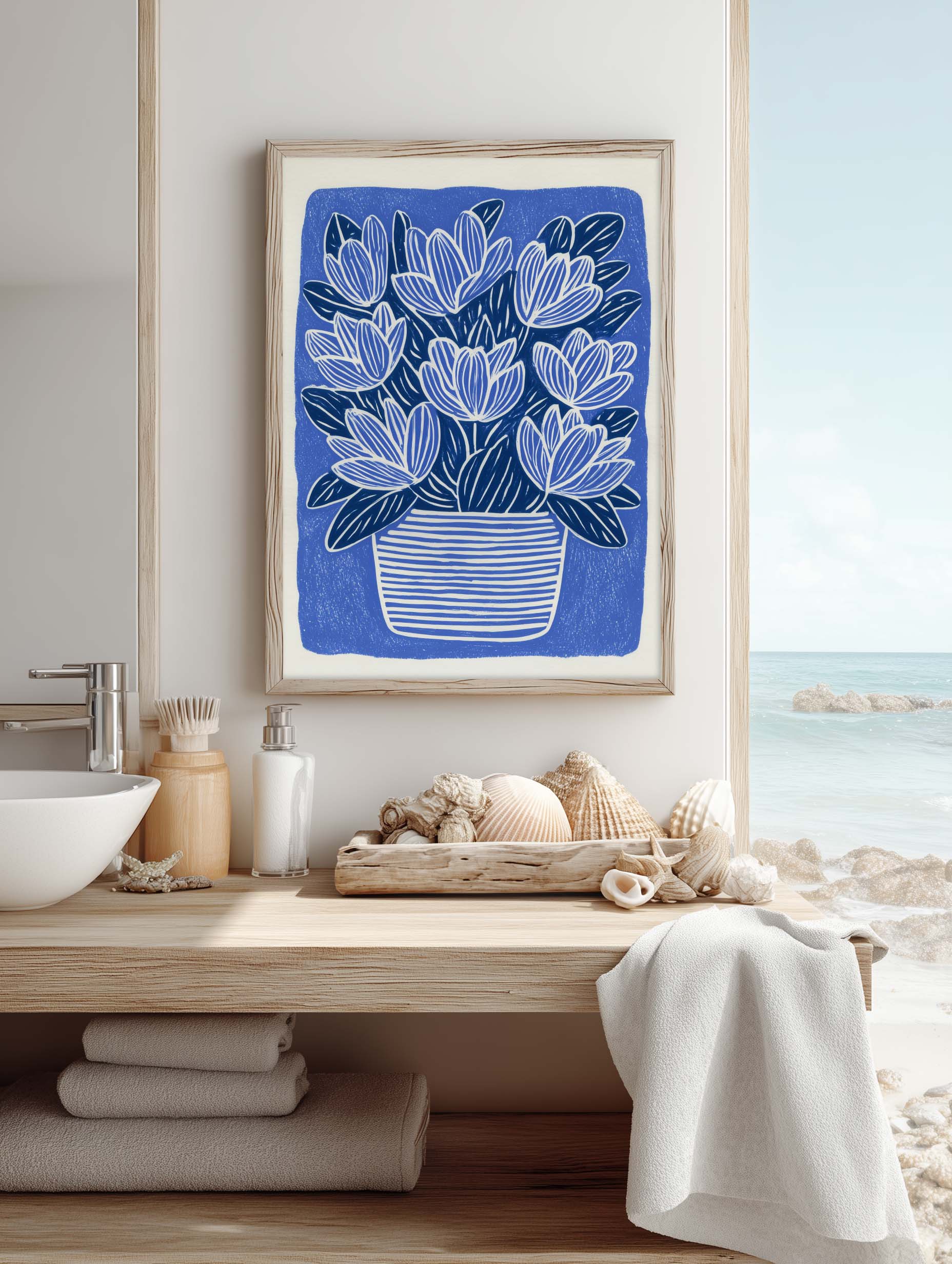 Blue Tulips – Hand drawn Floral Poster - Image 2