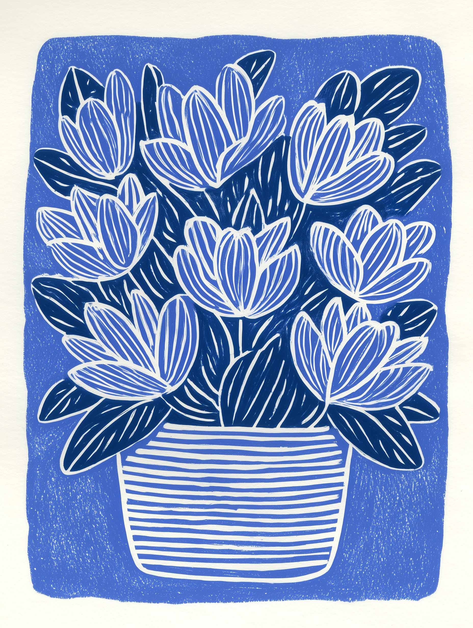 Blue Tulips – Hand drawn Floral Poster