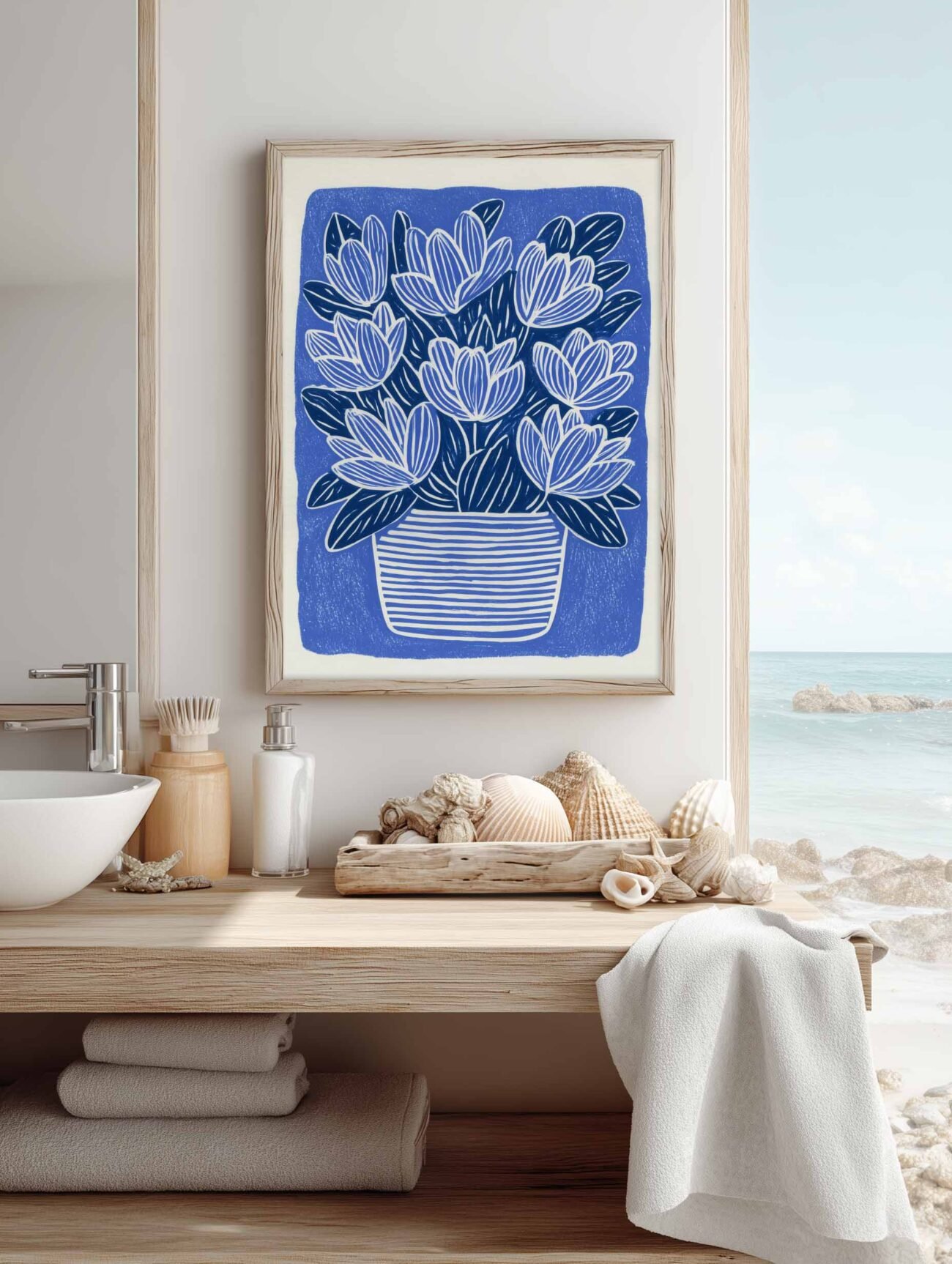 Blue Tulips – Hand drawn Floral Poster - Image 2