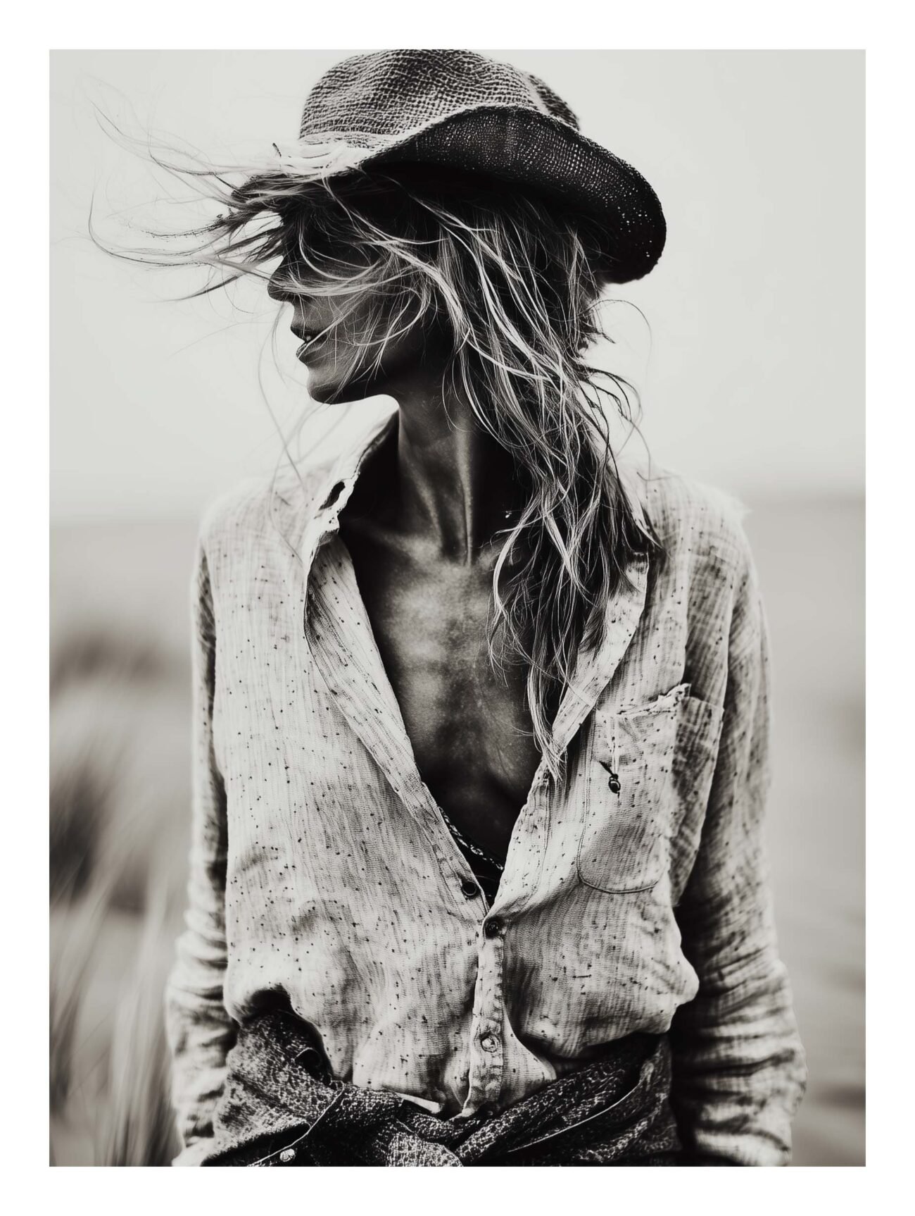 Windswept Cowgirl – Coastal Fine Art Poster