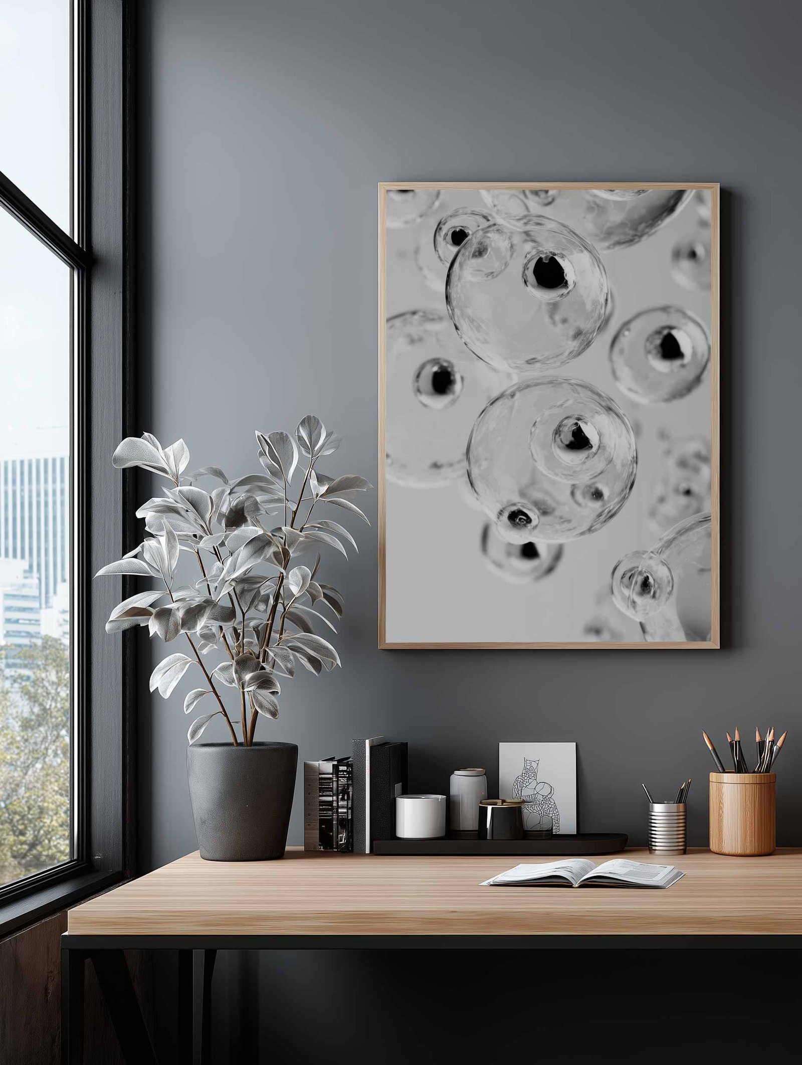 Crystal Spheres – Abstract Floating Bubbles Poster - Image 2