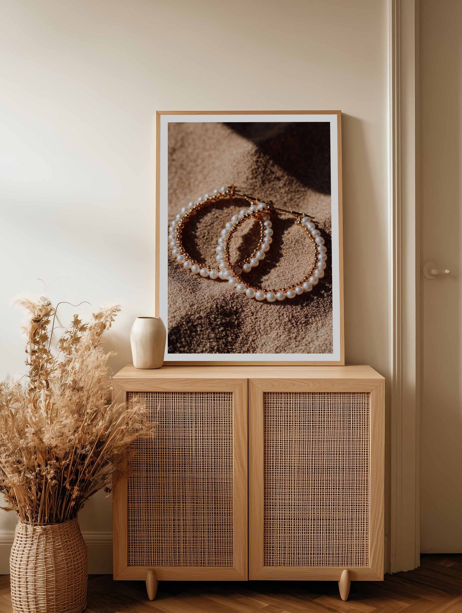Golden Hoop Earrings – Catchy Fashion Wall Art Poster - Image 2