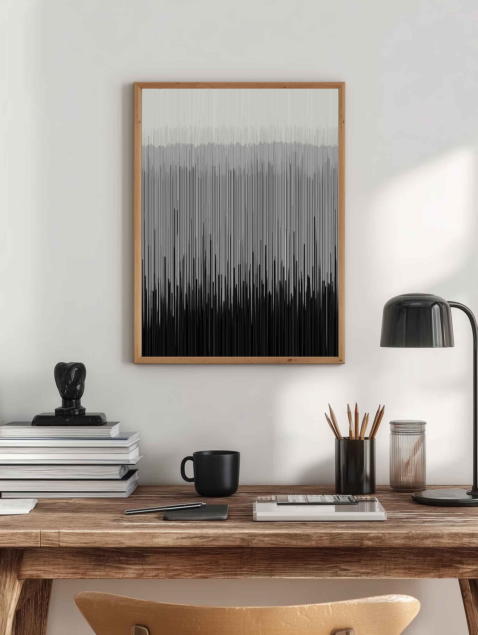 Echoform – Black & White Gradient Line Poster - Image 2