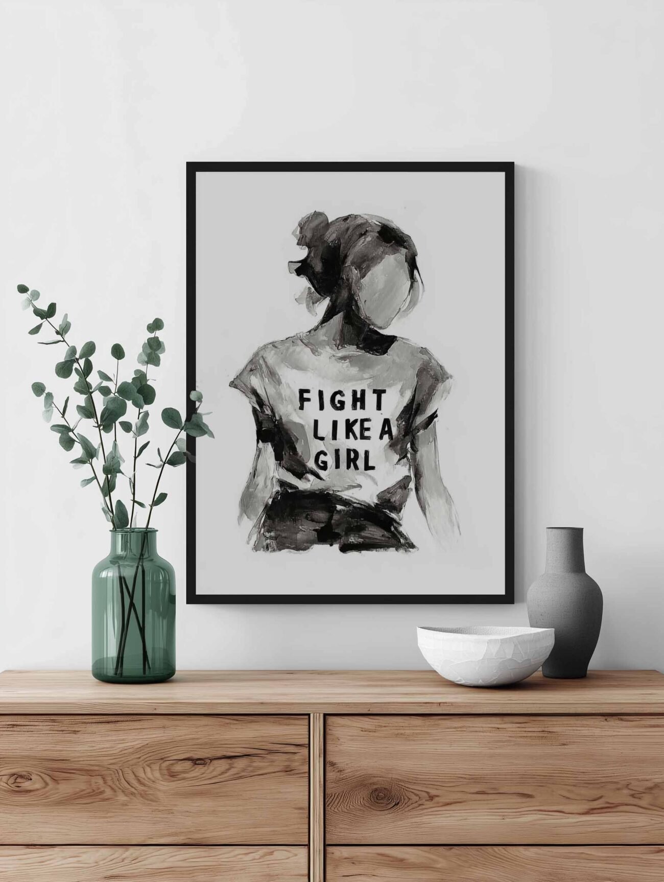 Fight Like a Girl – Feminist Ink Art Poster - Image 2