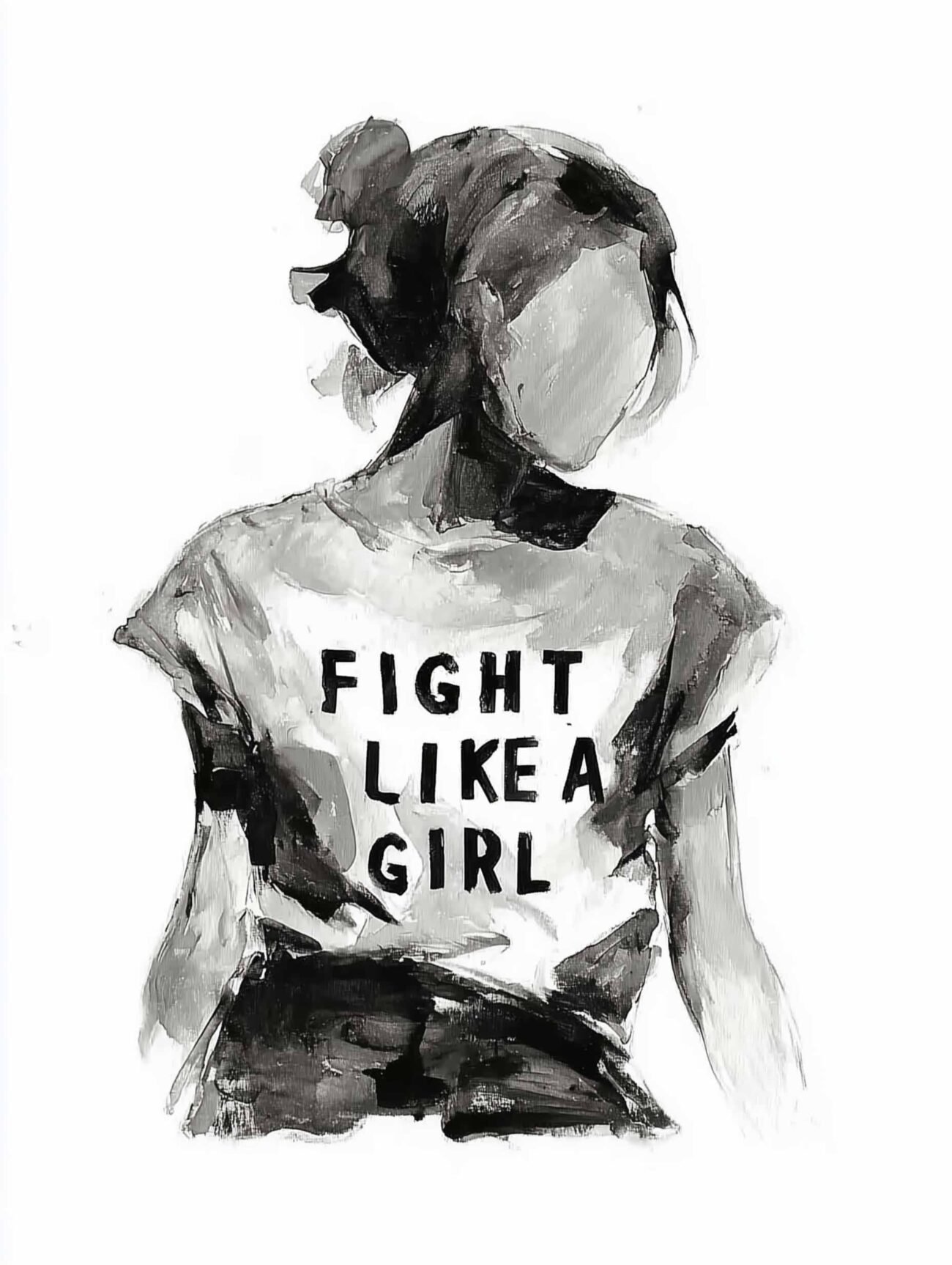 Fight Like a Girl – Feminist Ink Art Poster