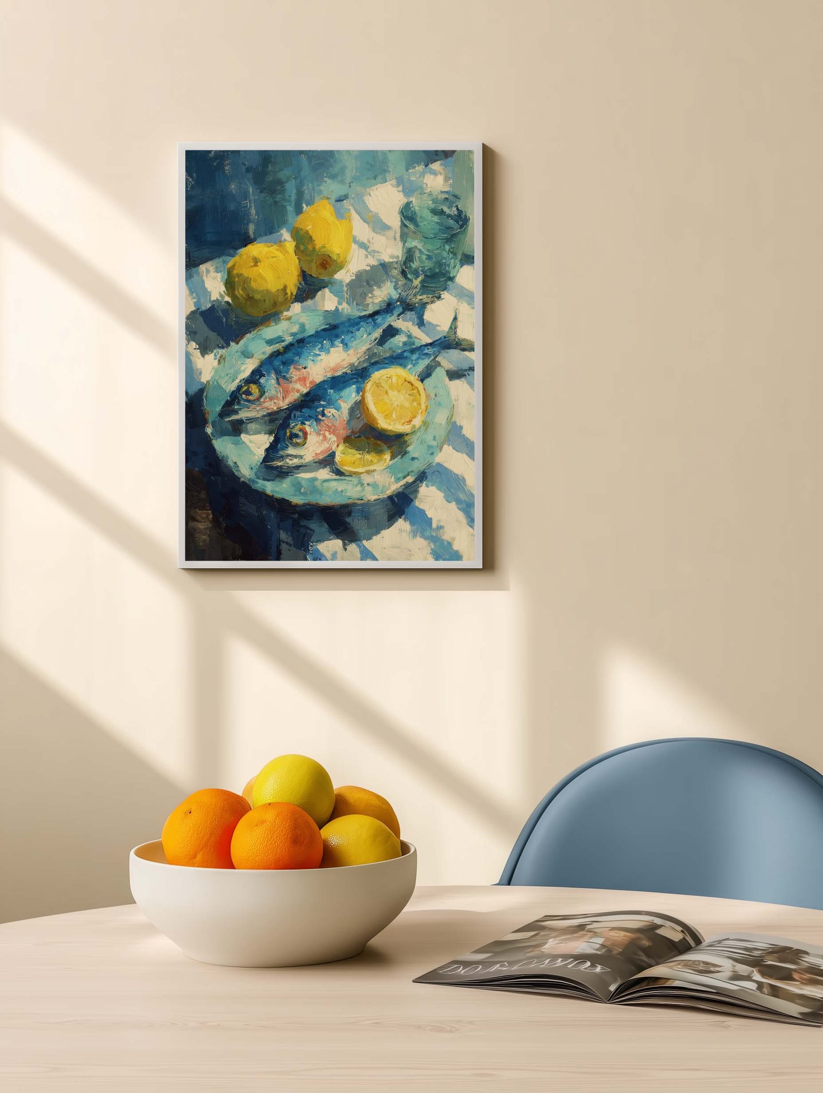 Gouache Painting – Whimsical Sardines Art Poster - Image 2