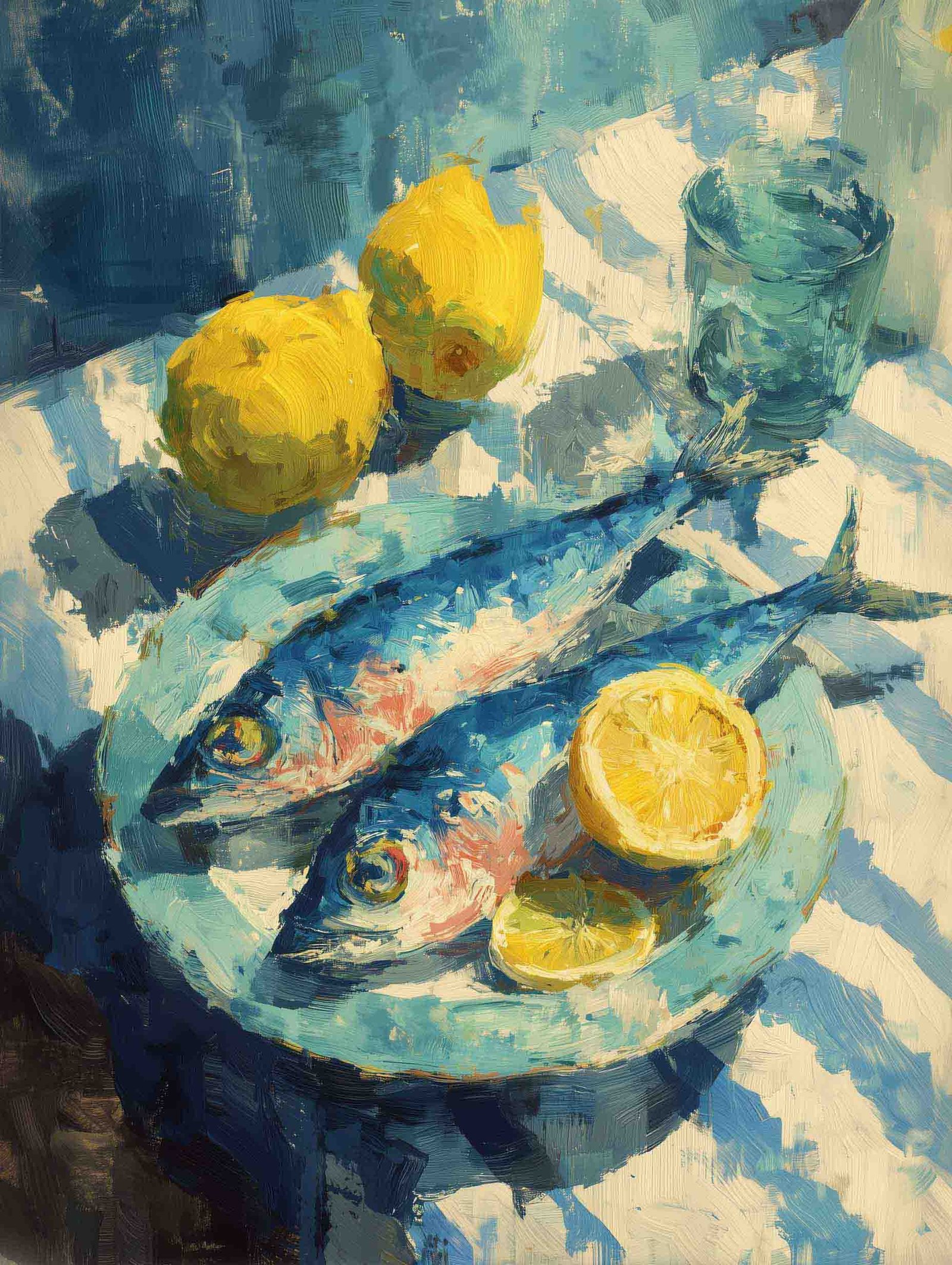 Gouache Painting – Whimsical Sardines Art Poster