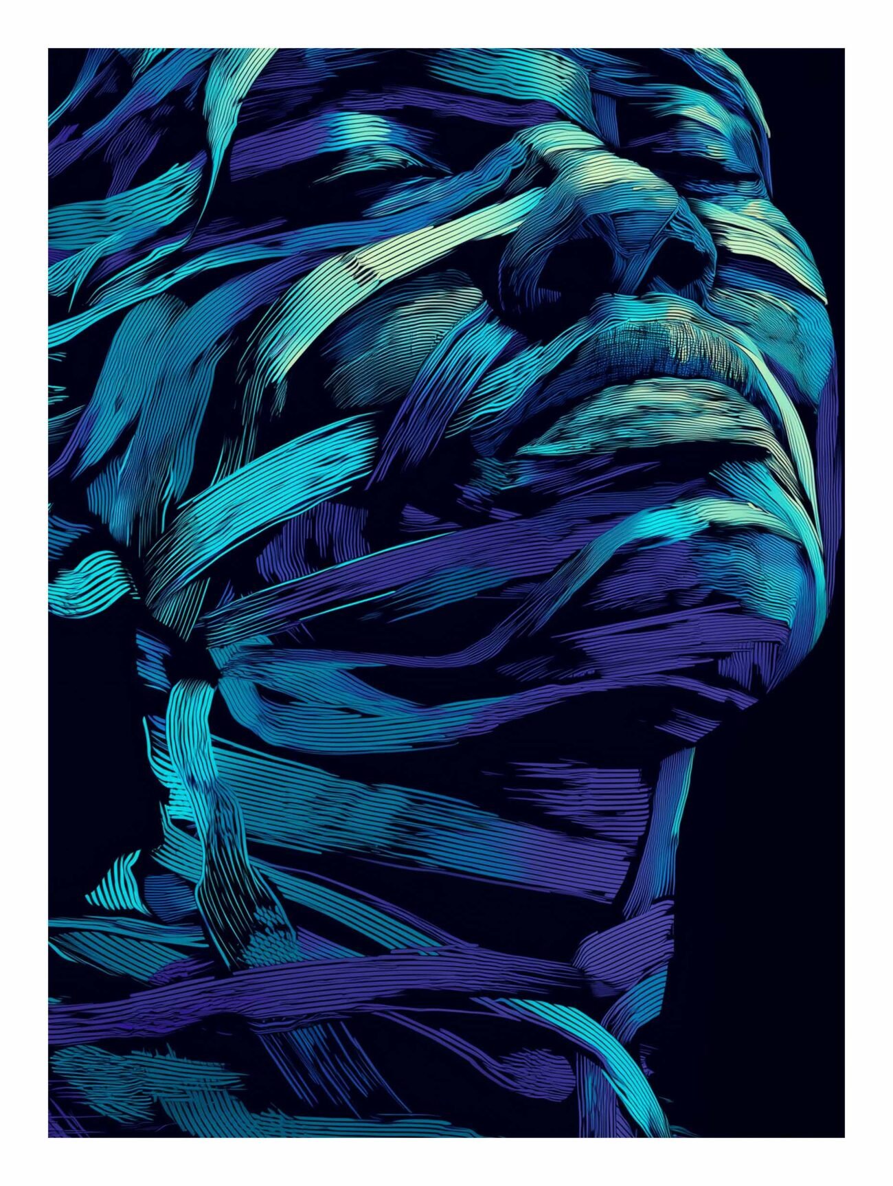 Stylized Face – Futuristic Abstract Portrait Poster