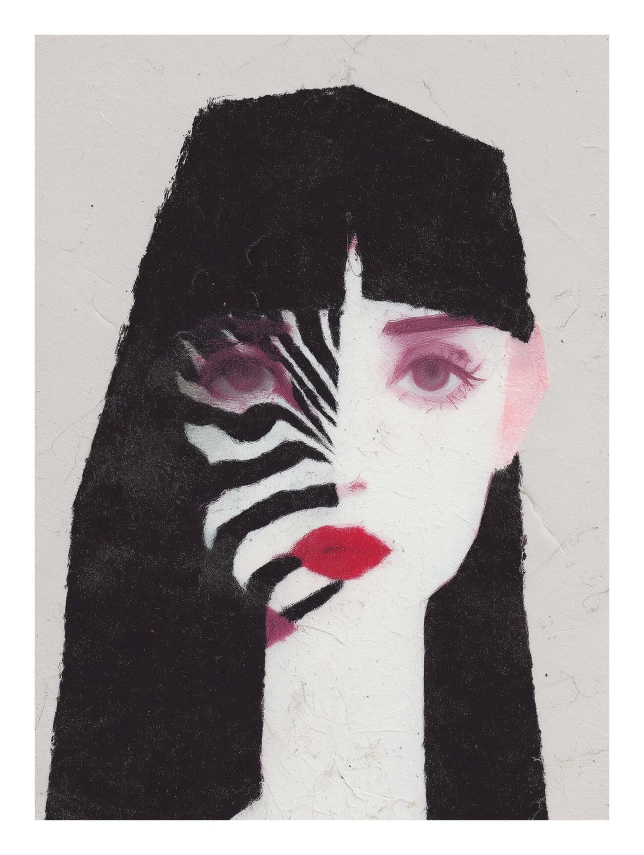 Girl with Zebra Stripes – Illustrated Portrait Poster