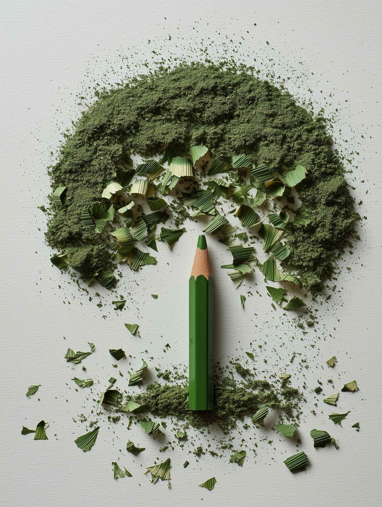 Green Pencil and Treetop – Eco-Inspired Pencil Art Poster