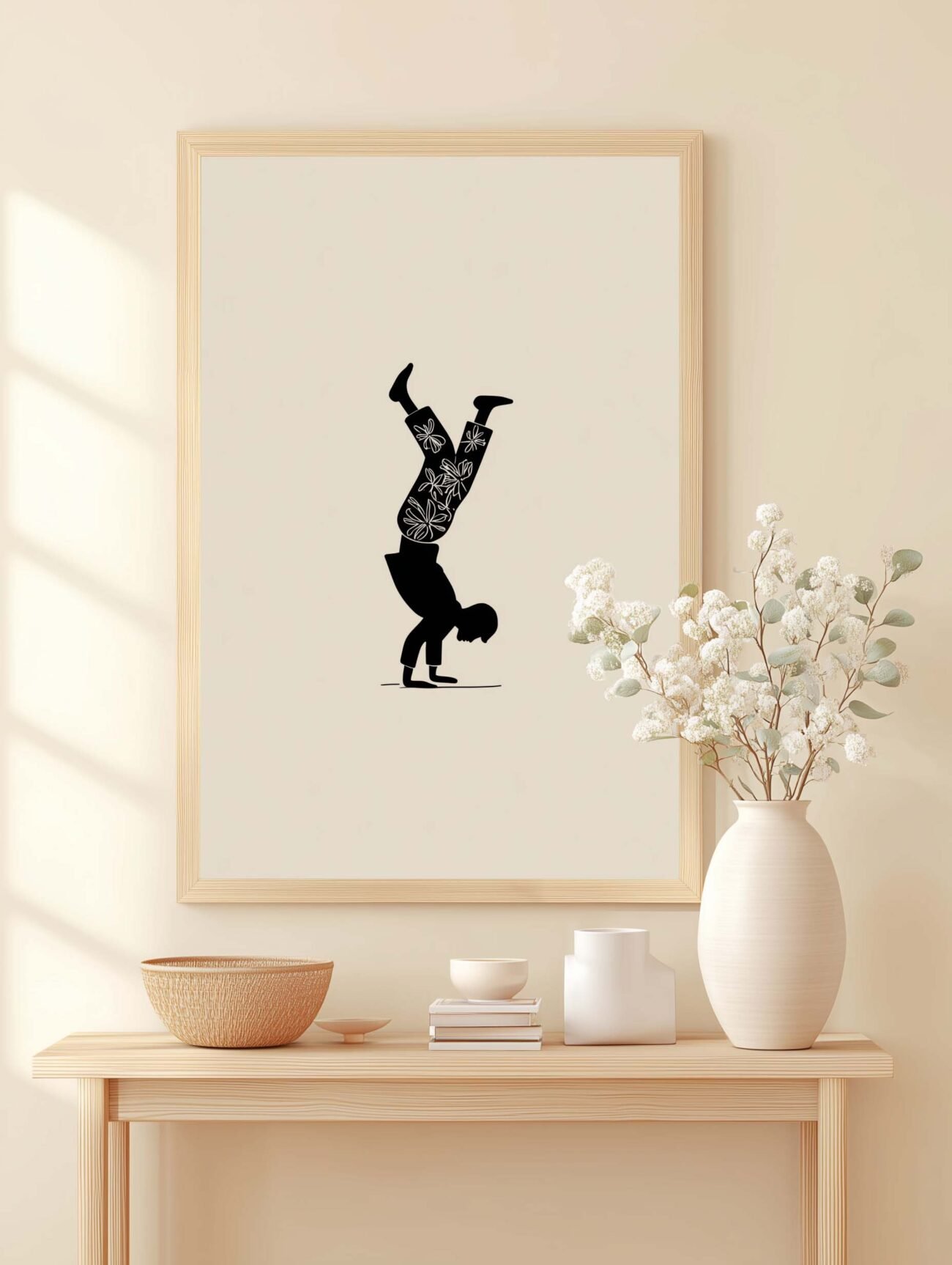 Charming Moment – Minimalist Faceless Figure Handstand Art Poster - Image 2