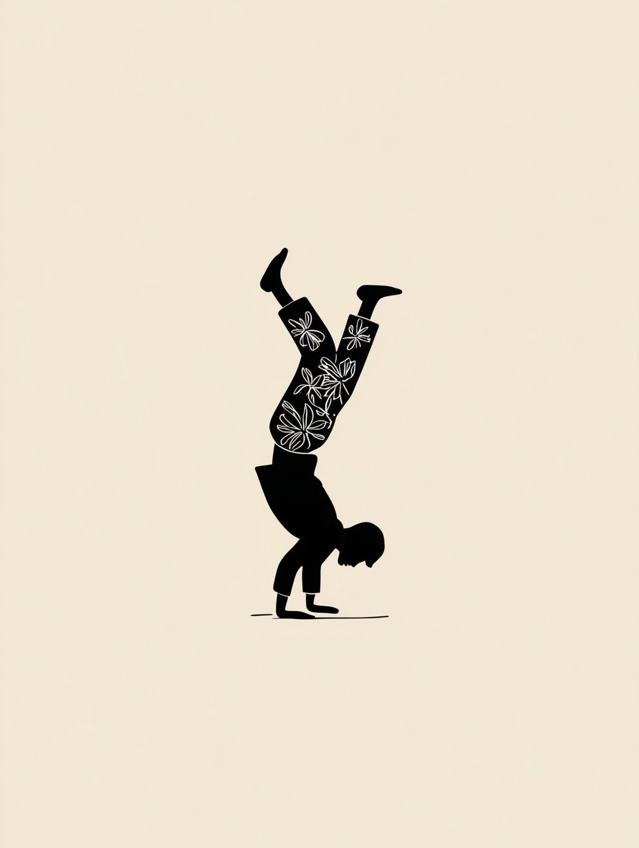 Charming Moment – Minimalist Faceless Figure Handstand Art Poster