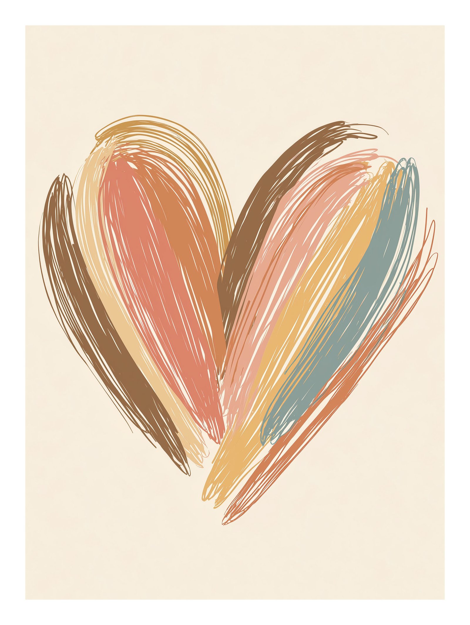 Scribble Heart – Minimalist Pastel Poster