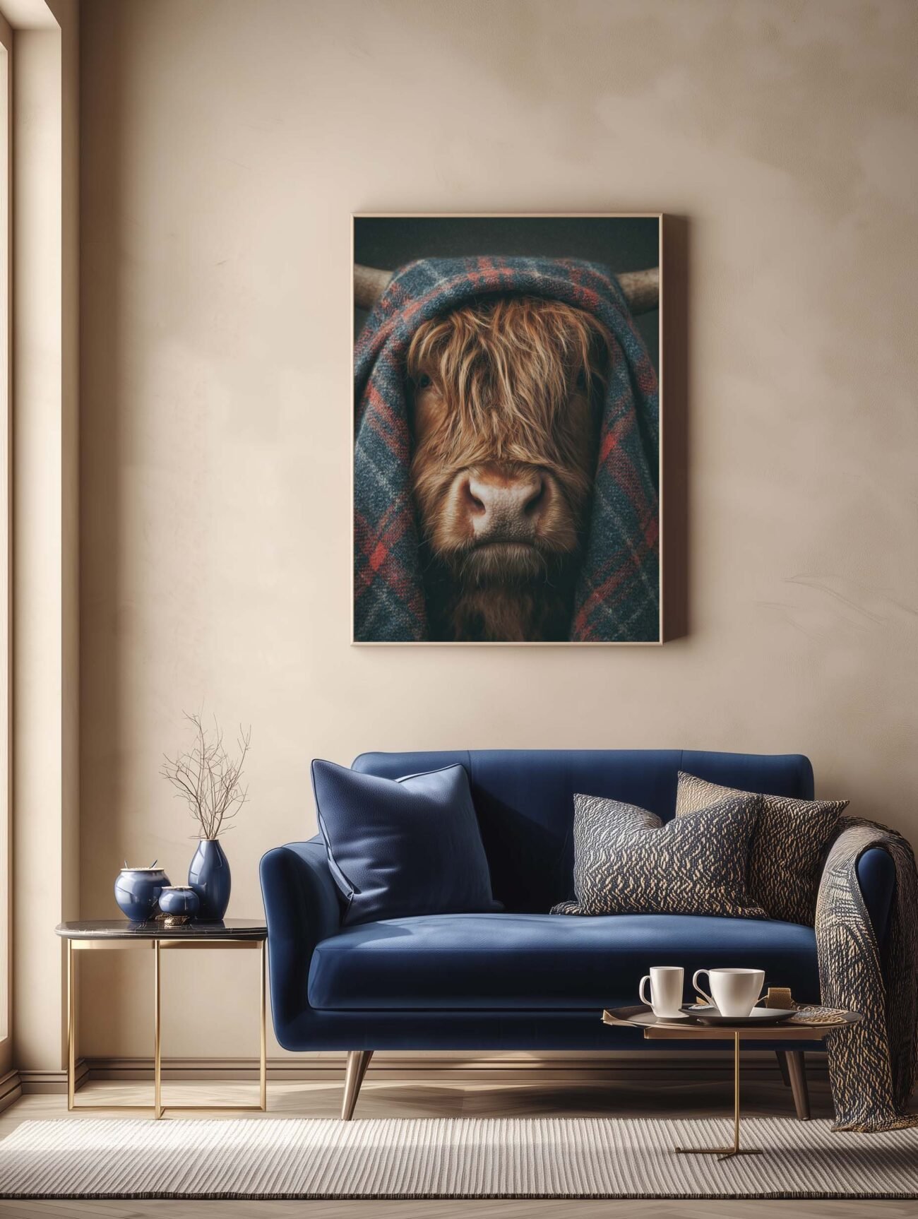 Highland Hug – Cozy Cow Portrait Poster - Image 2