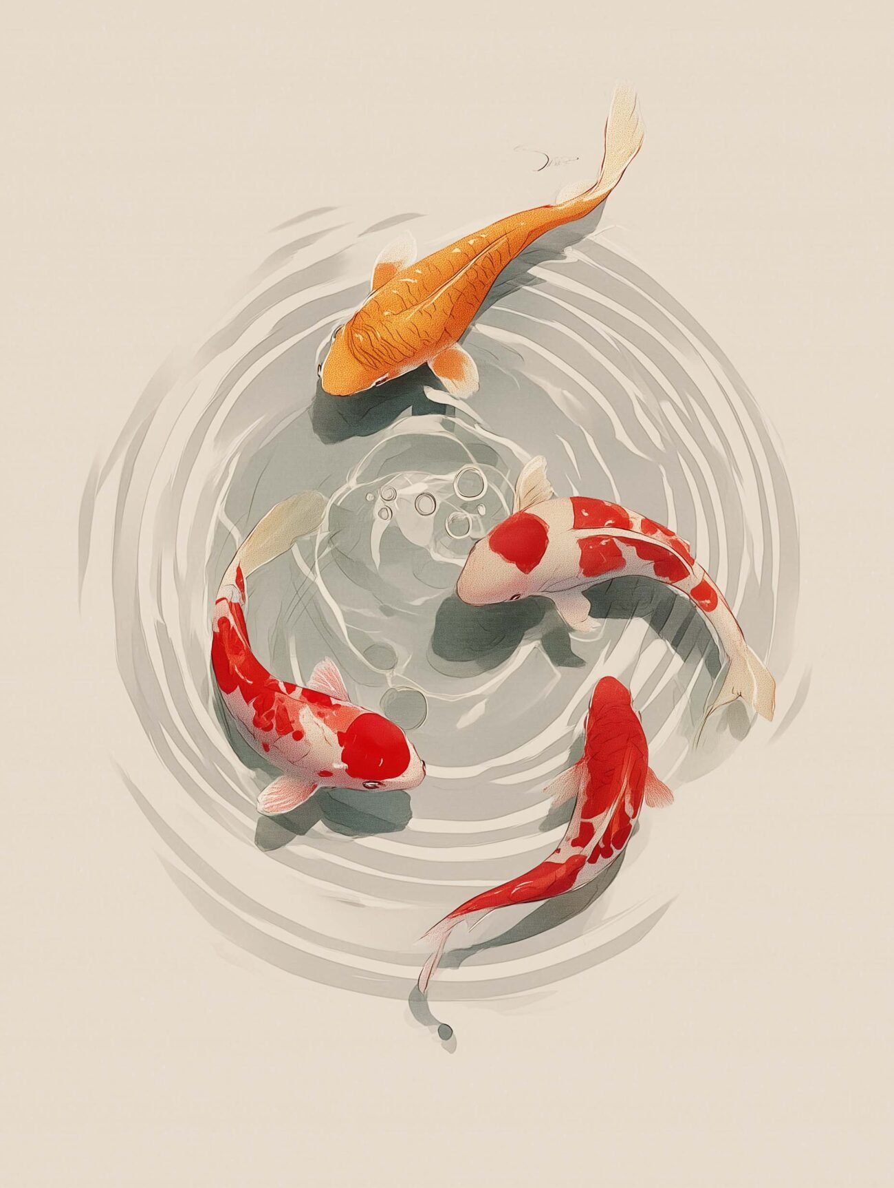 Koi Fish – Japanese Watercolor Poster