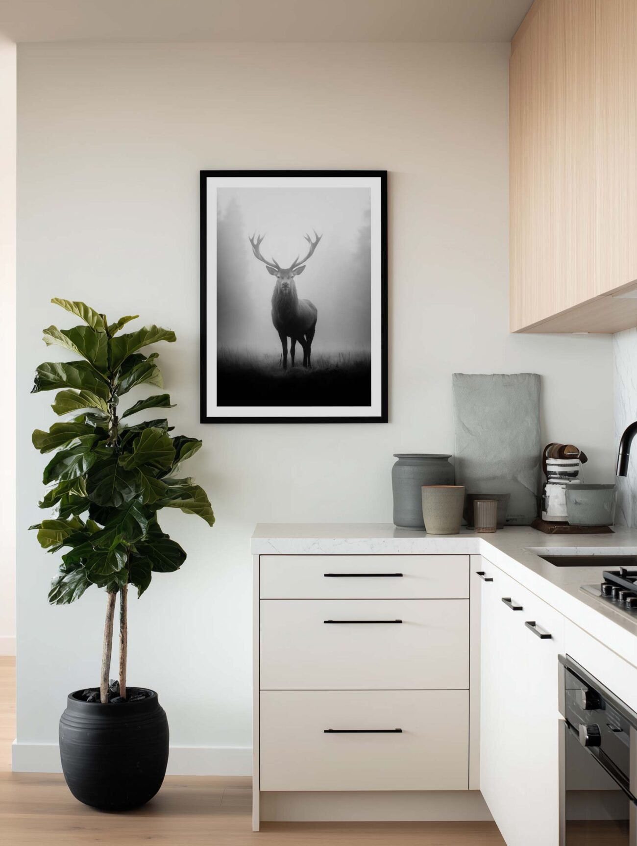 Lone Stag – Monochrome Photography Poster - Image 2