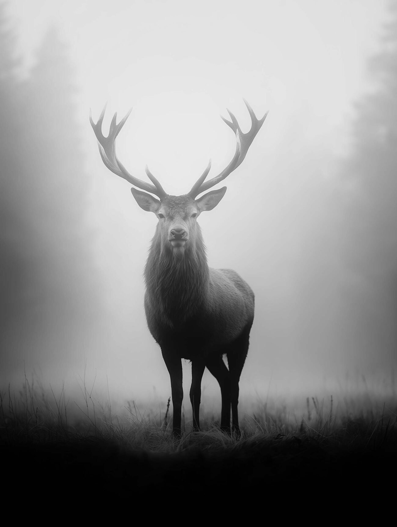 Lone Stag – Monochrome Photography Poster