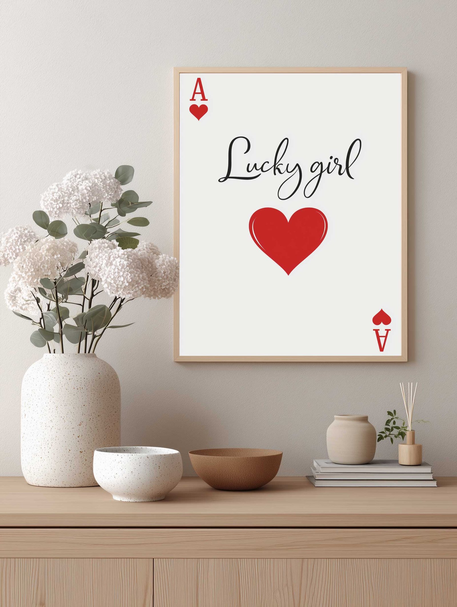 Lucky Girl – Minimalist Heart Card Poster - Image 2