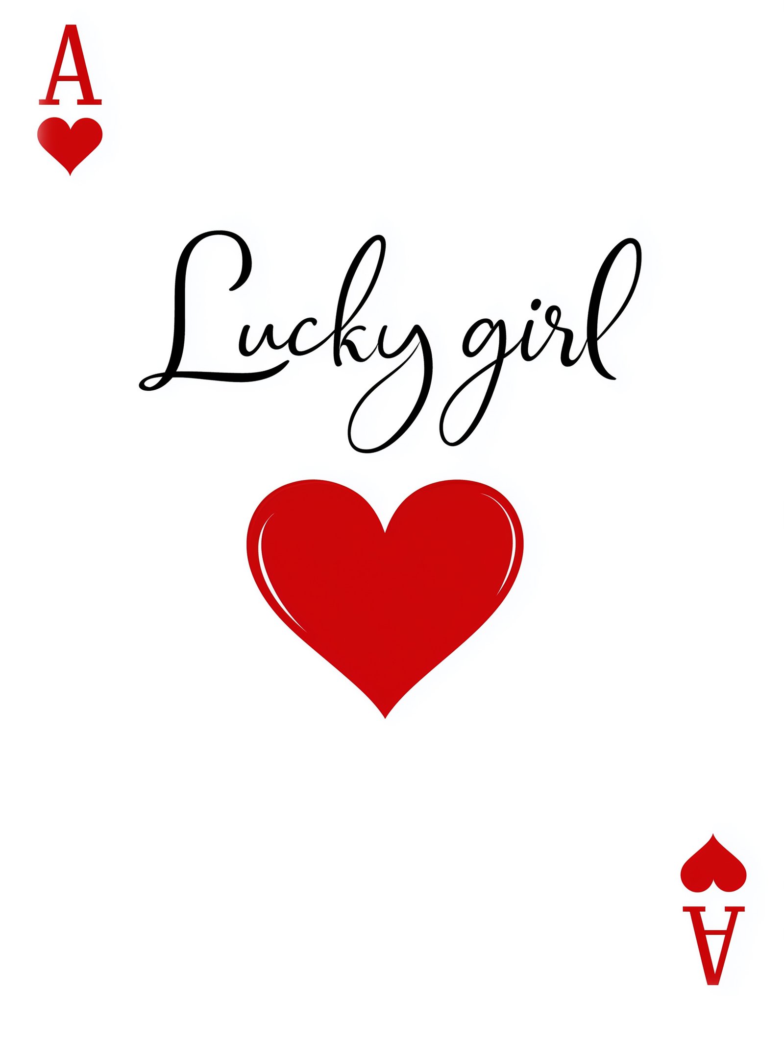 Lucky Girl – Minimalist Heart Card Poster