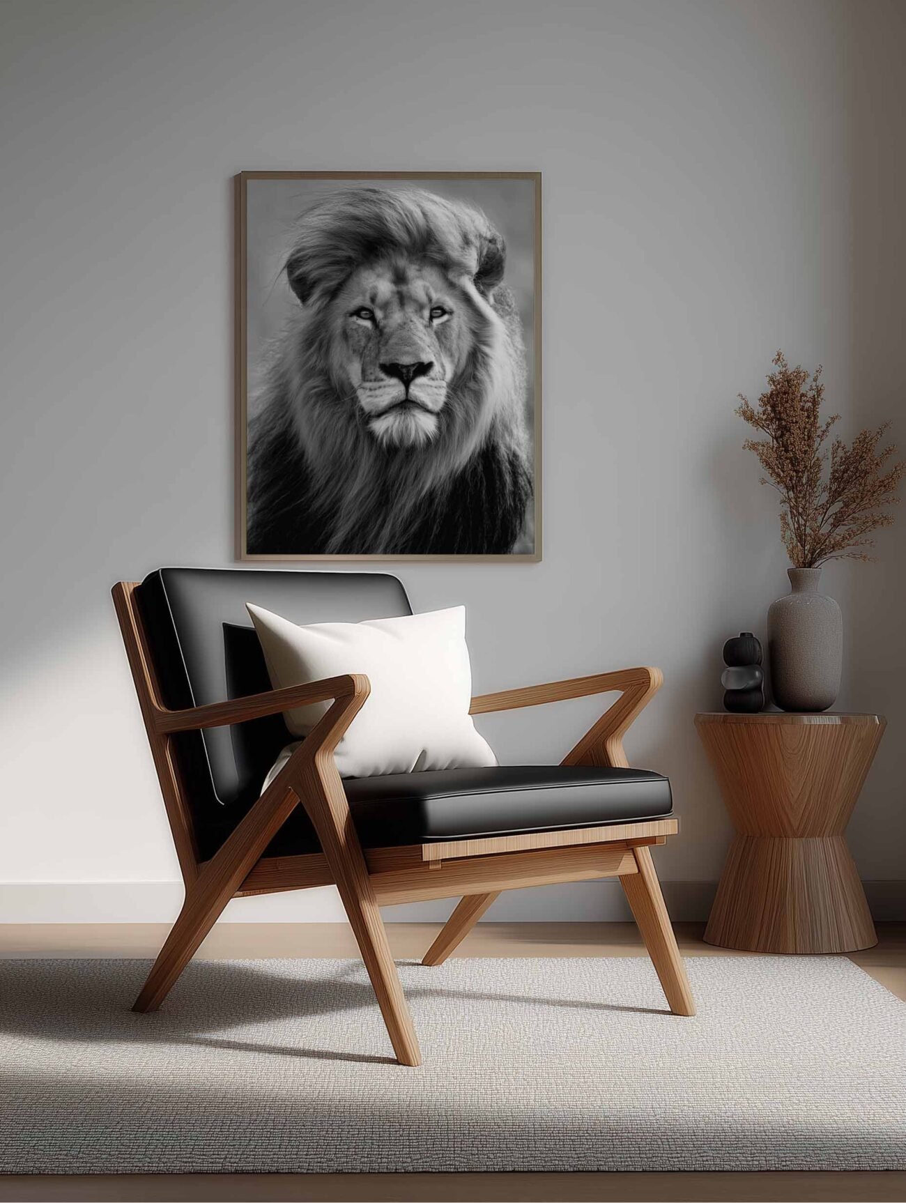 Majestic Lion in Monochrome – Regal Black and White Poster - Image 2