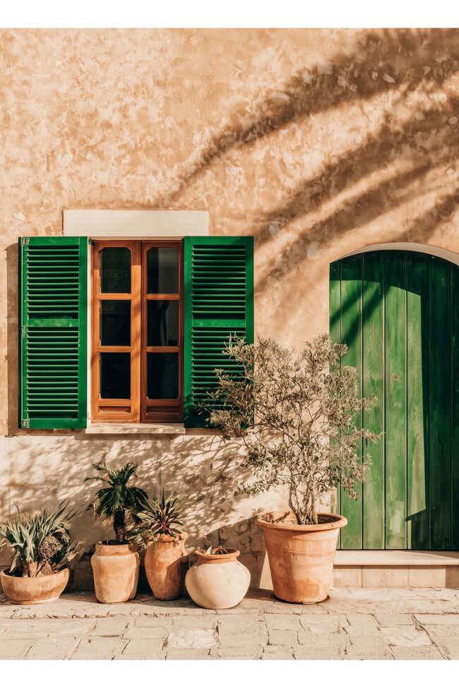 Rustic travel scene in warm hues