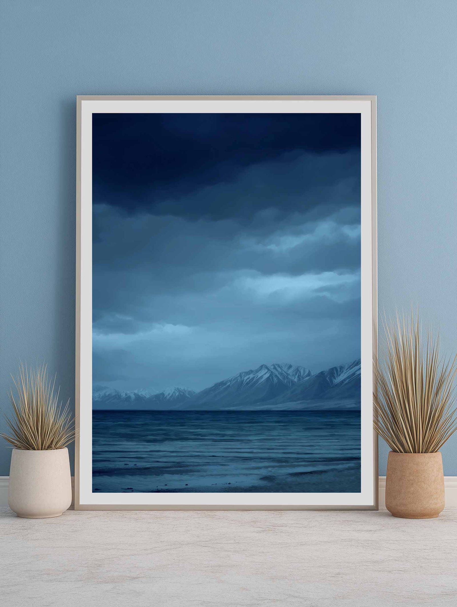 Midnight Fjord – Moody Mountain Art Poster - Image 2