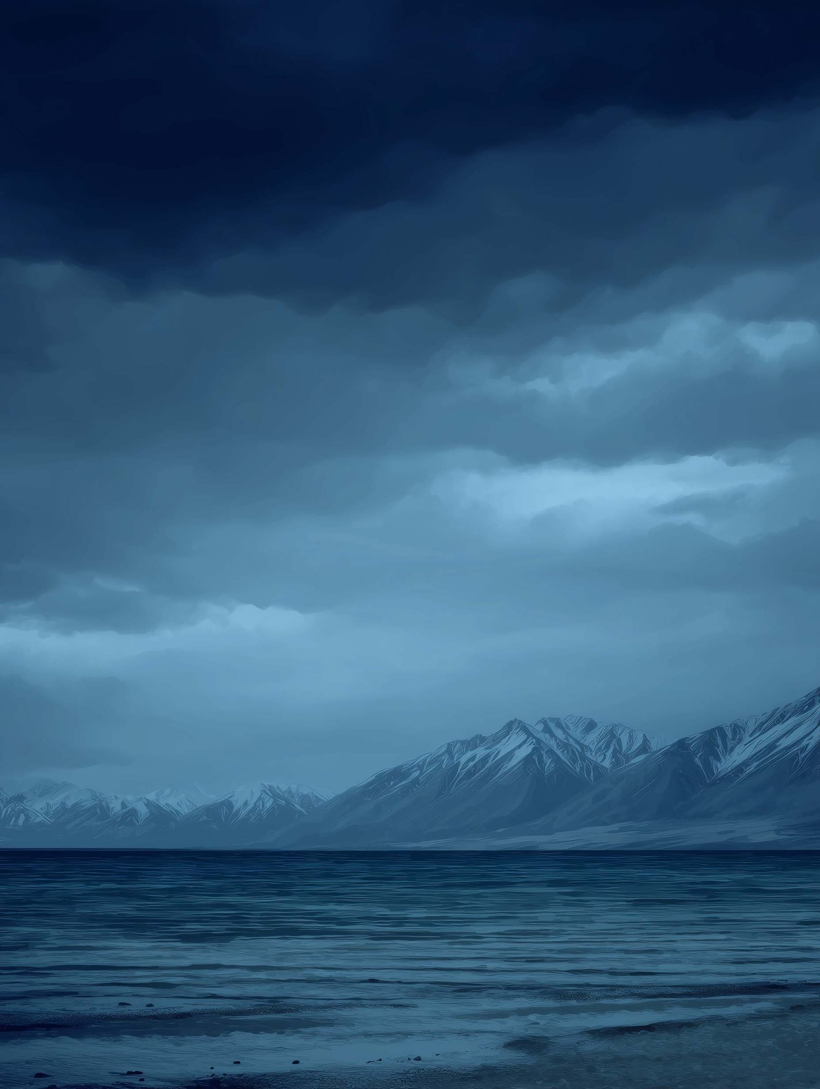 Midnight Fjord – Moody Mountain Art Poster