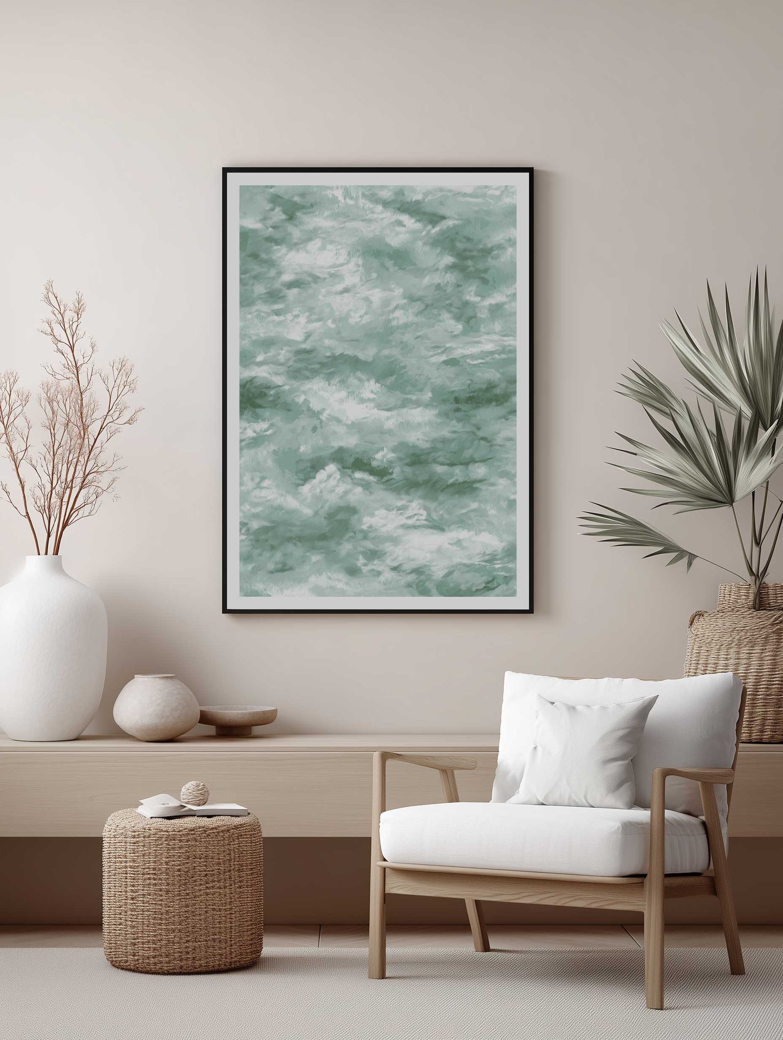 Mist Flow – Abstract Green Texture Poster - Image 2