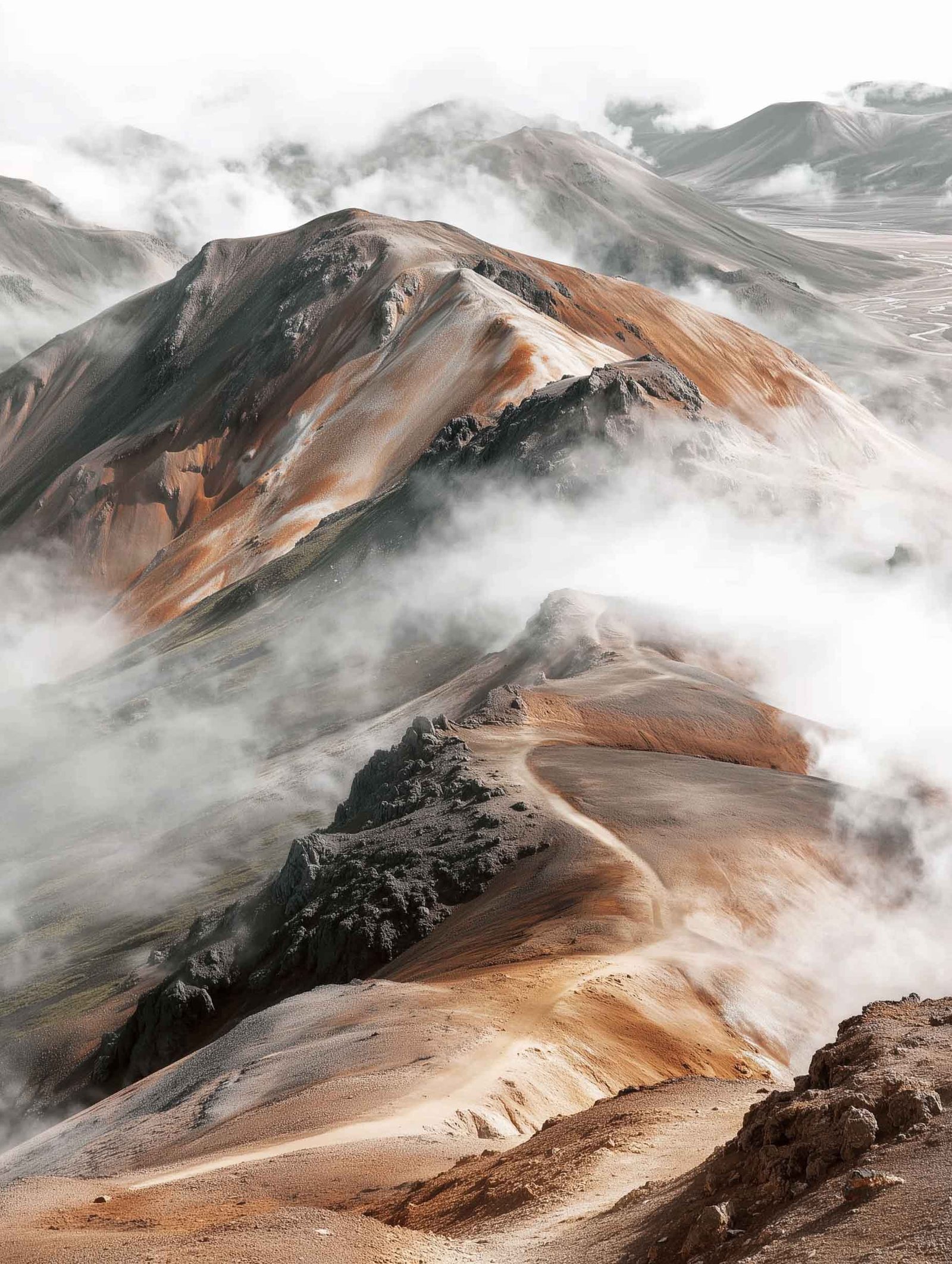 Misty Mountain Ridge – Volcanic Landscape Poster