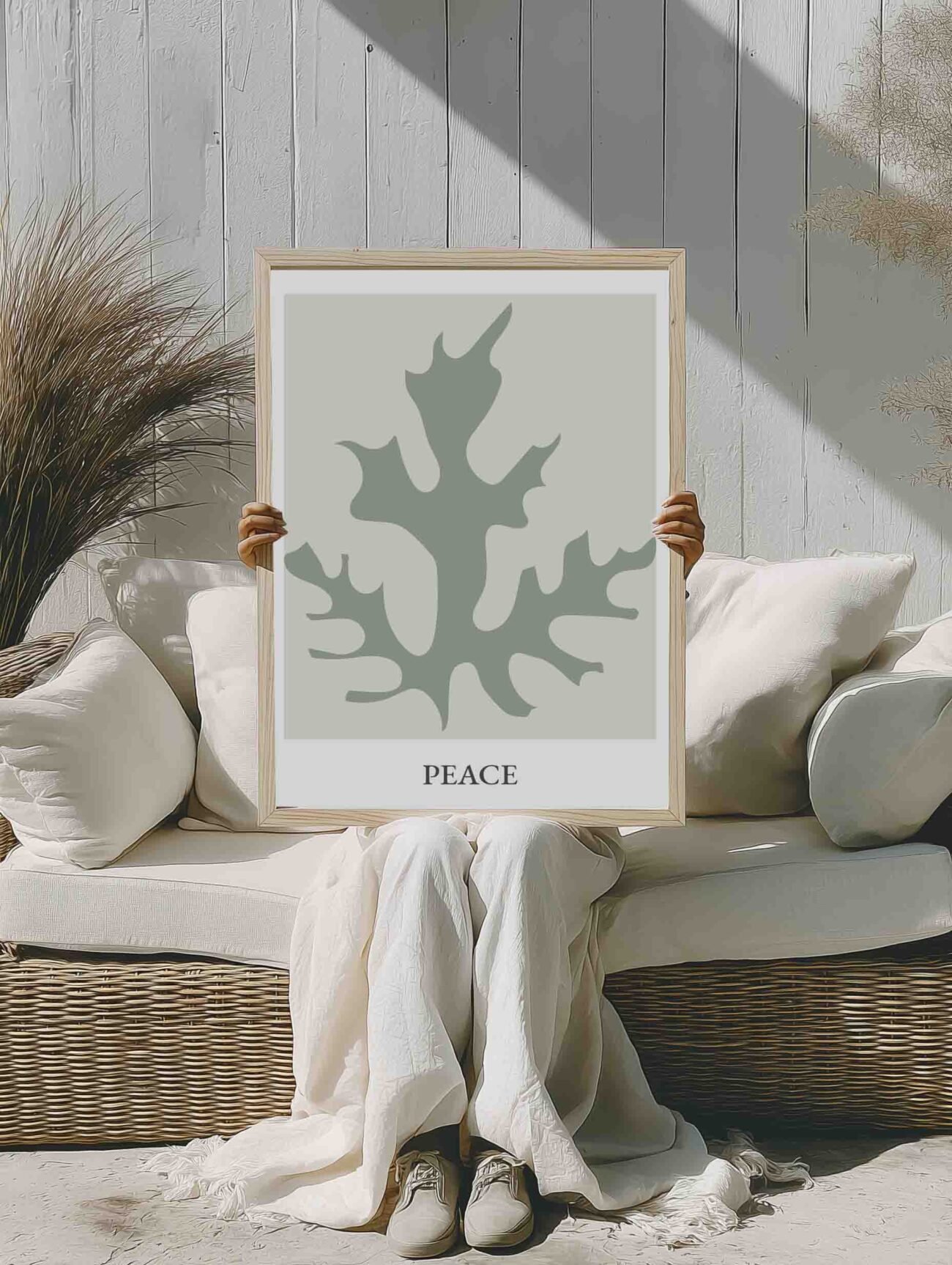 Peaceful Leaf Shape – Calming Botanical Wall Art Poster - Image 2