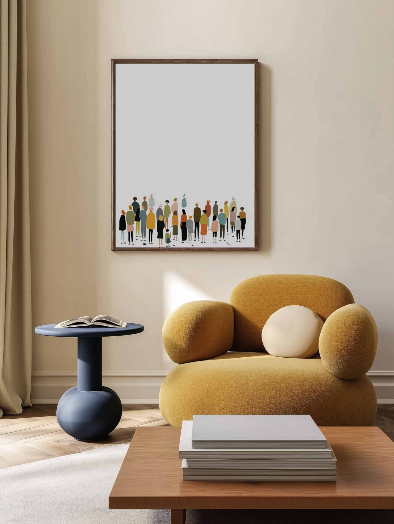 Peaceful Gathering – Minimalist Faceless Peoples Crowd Poster - Image 2